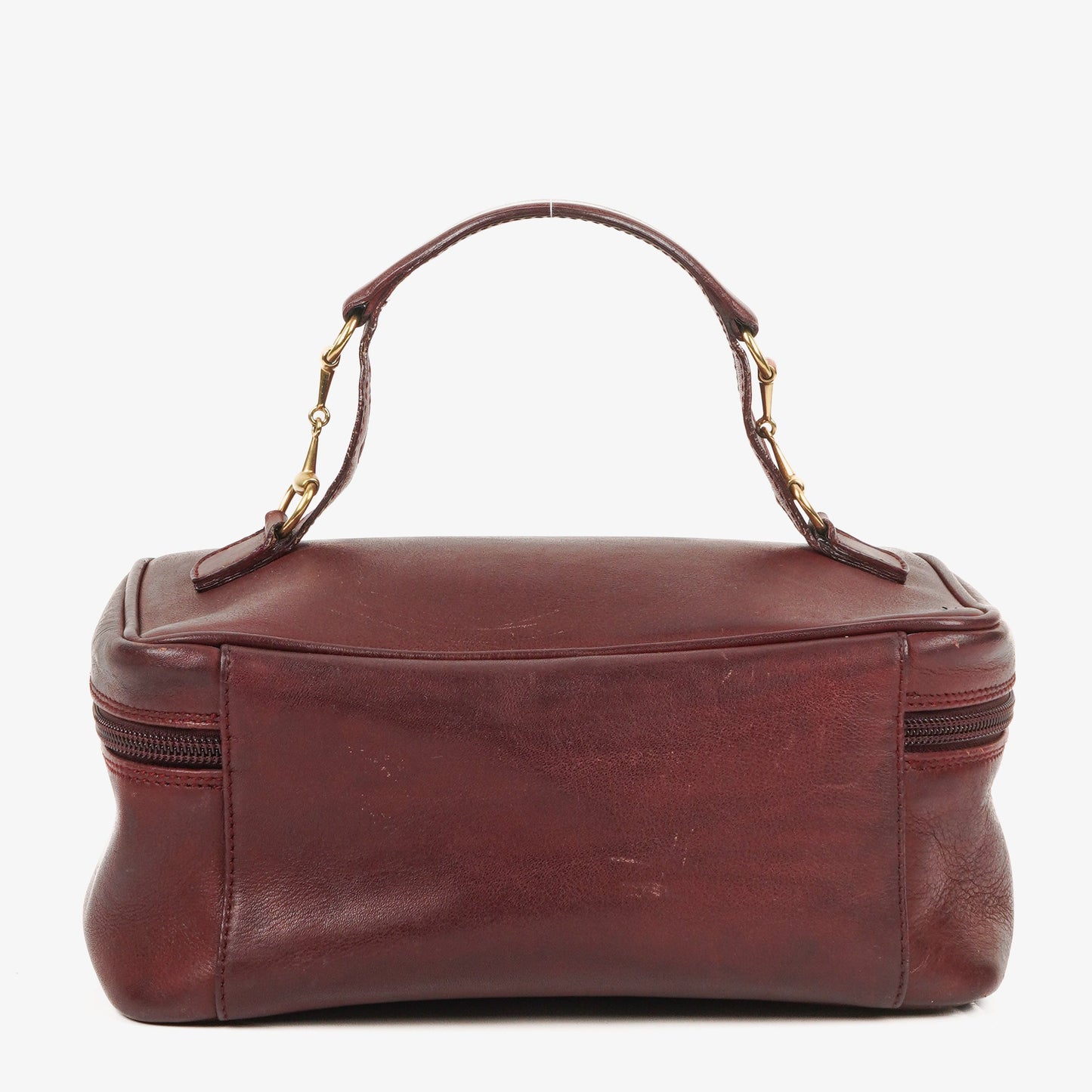Gucci Burgundy Leather Horsebit Vanity Bag