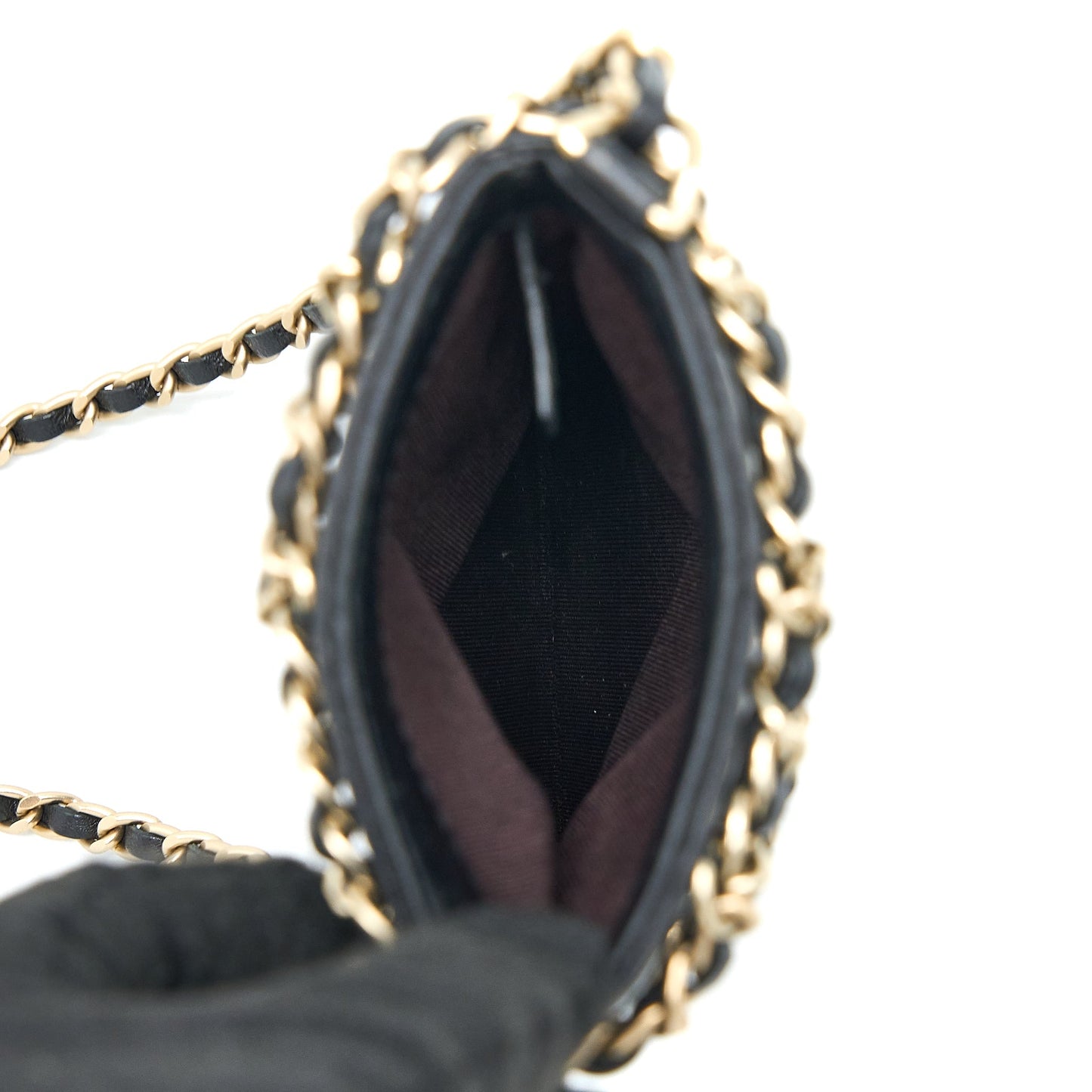 Chanel Phone Pouch with Chain Lambskin Black L