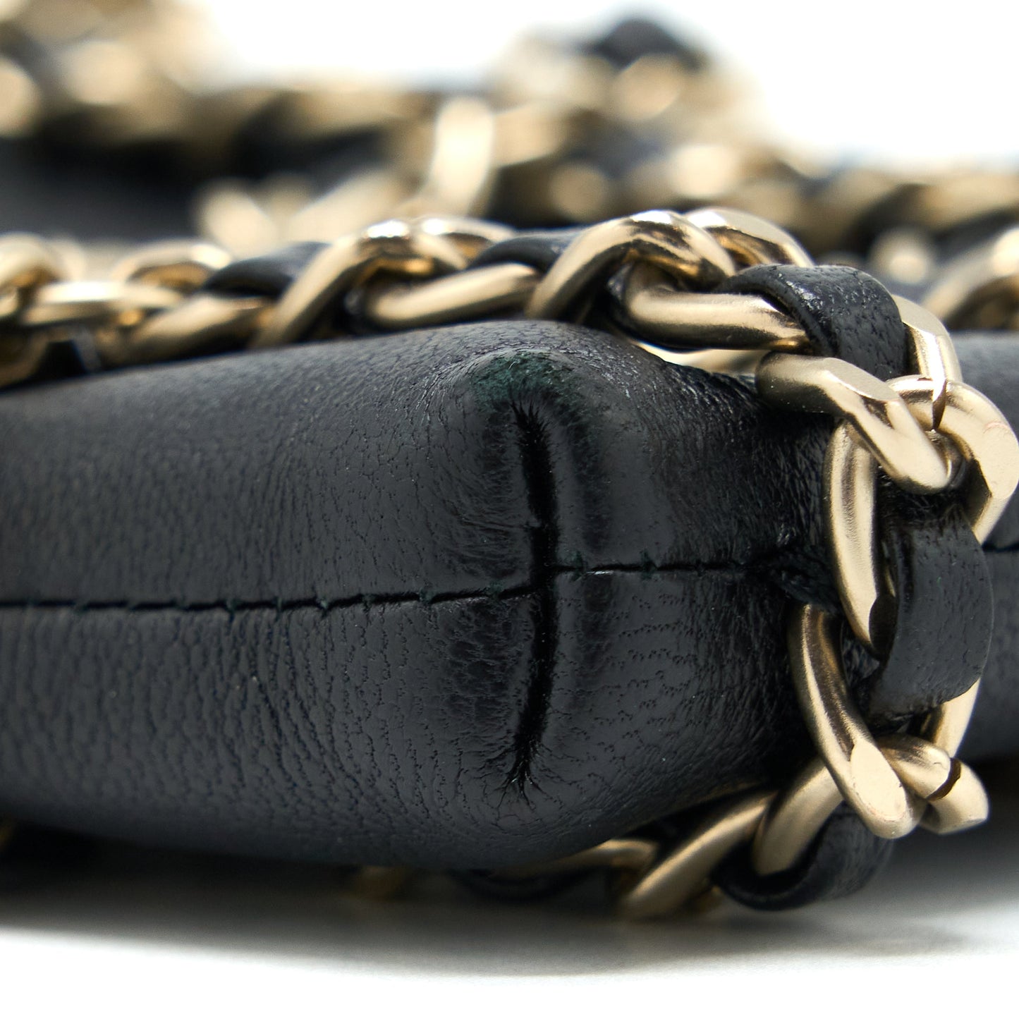 Chanel Phone Pouch with Chain Lambskin Black L