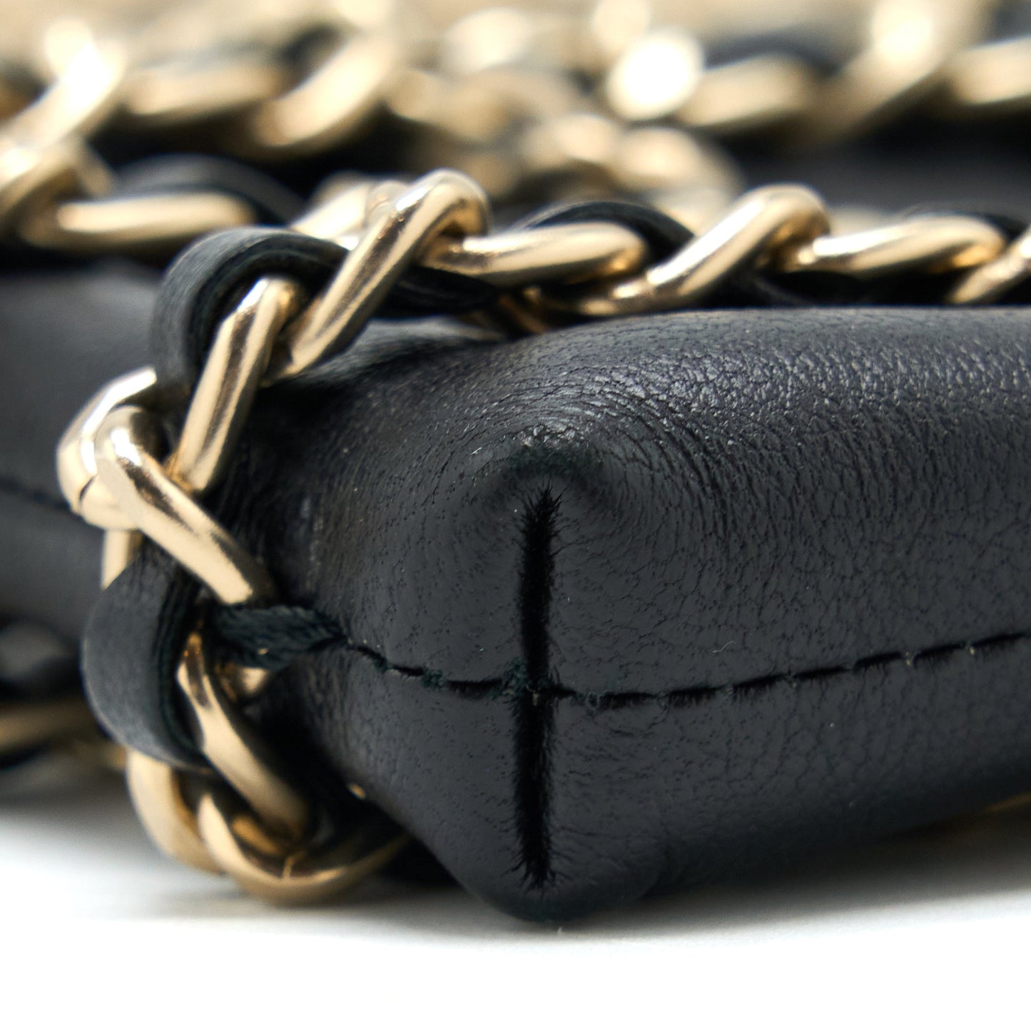 Chanel Phone Pouch with Chain Lambskin Black L