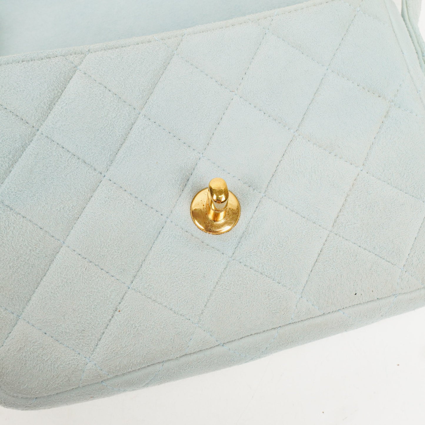 Chanel  Quilted Suede Light Blue Mini Flap Bag