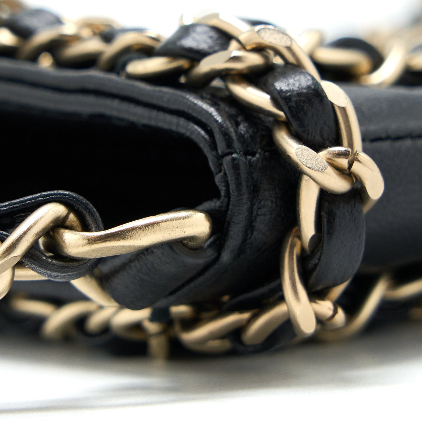 Chanel Phone Pouch with Chain Lambskin Black L