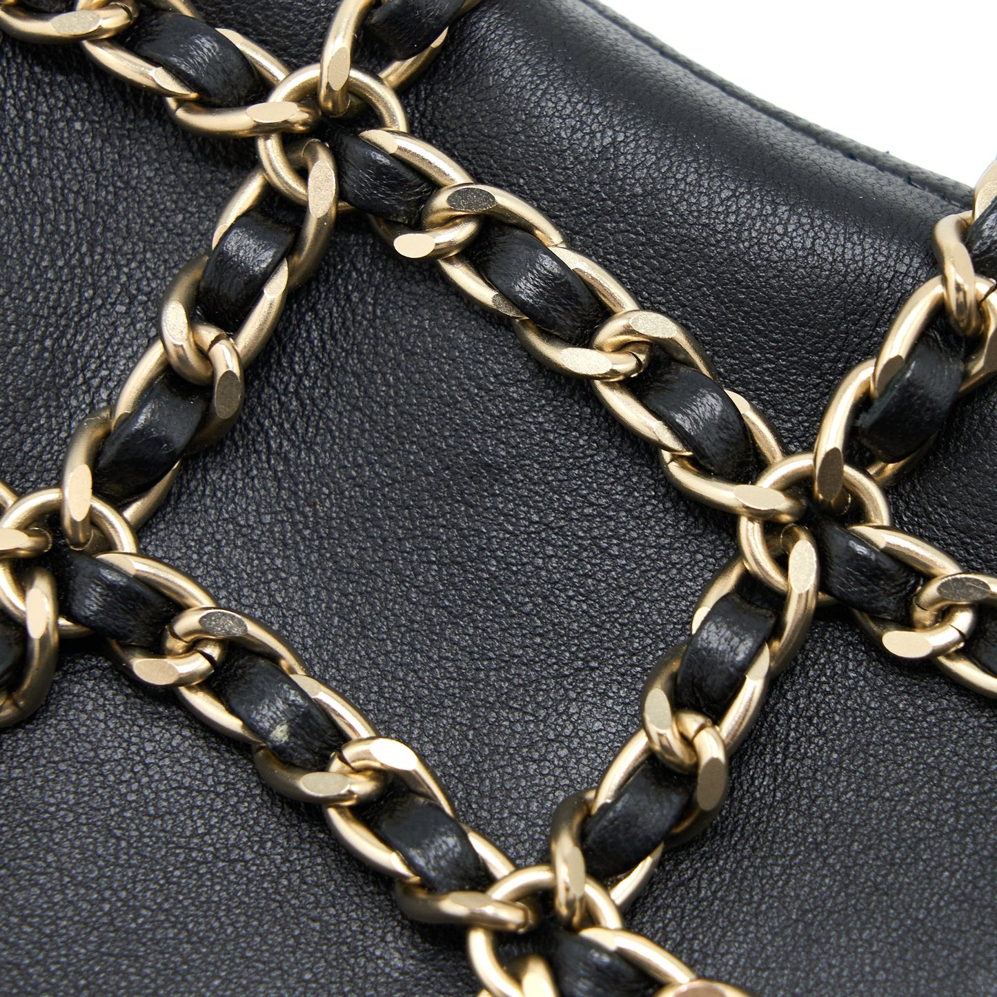 Chanel Phone Pouch with Chain Lambskin Black L