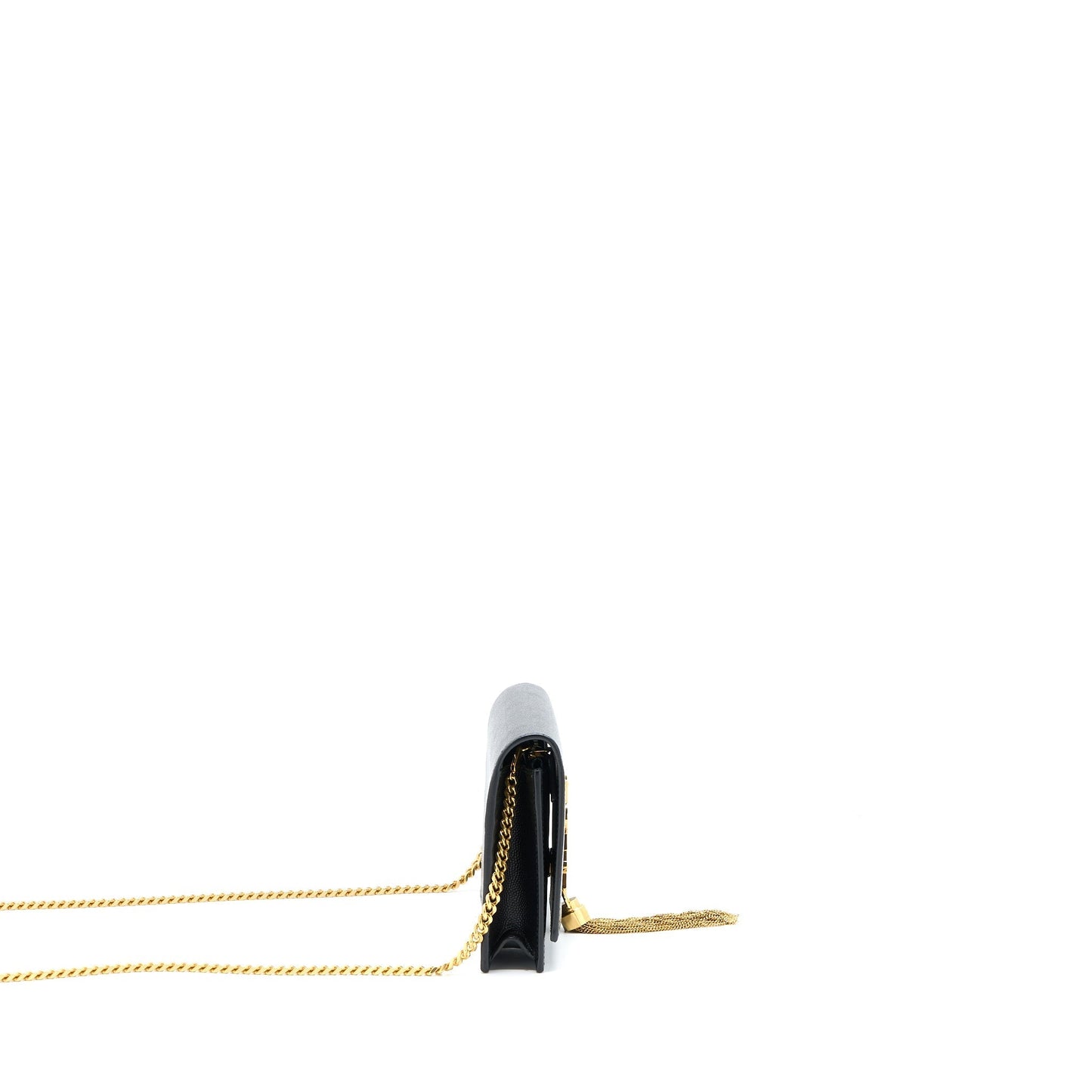 Saint Laurent Kate Chain Wallet With Tassel Grained Calfskin Black