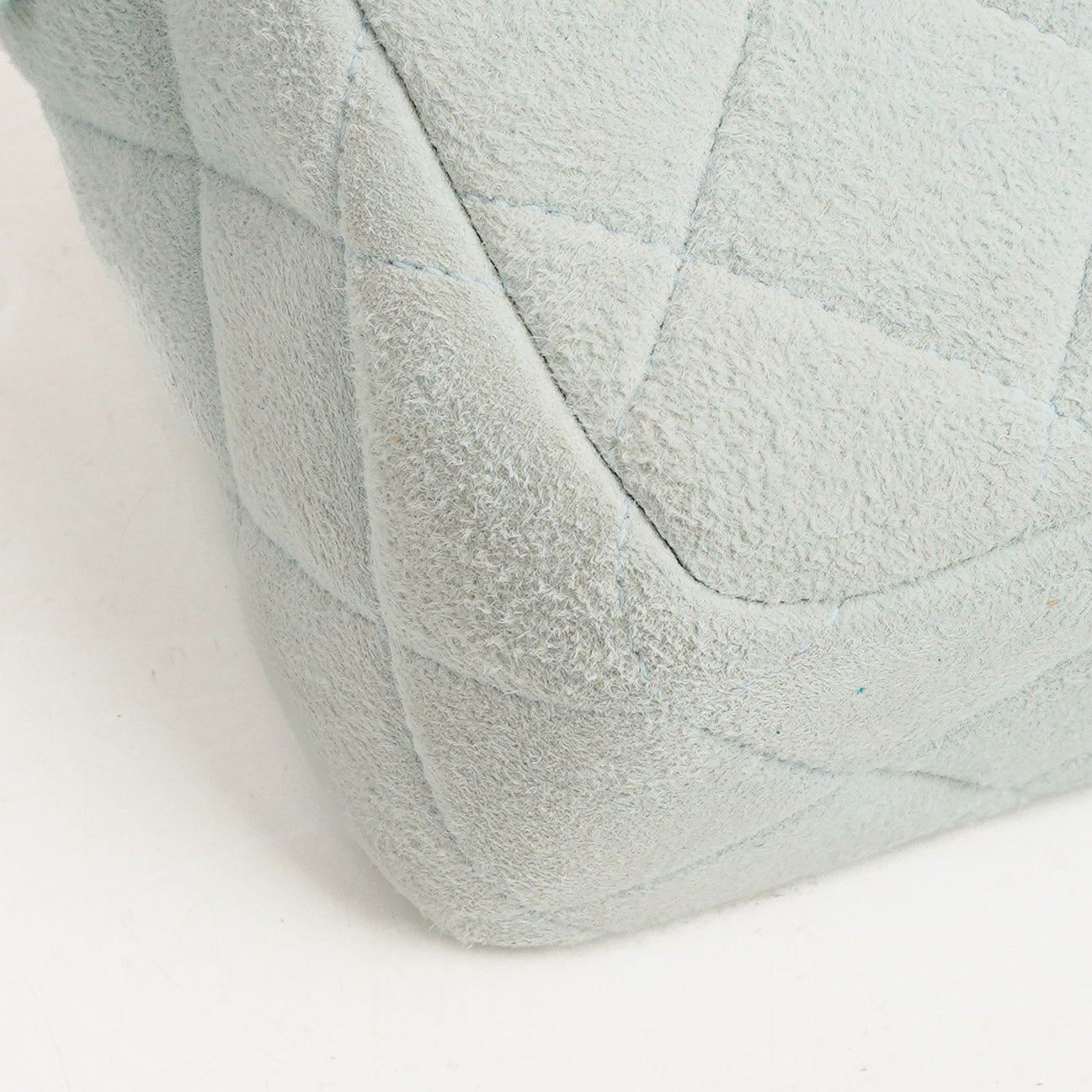 Chanel  Quilted Suede Light Blue Mini Flap Bag