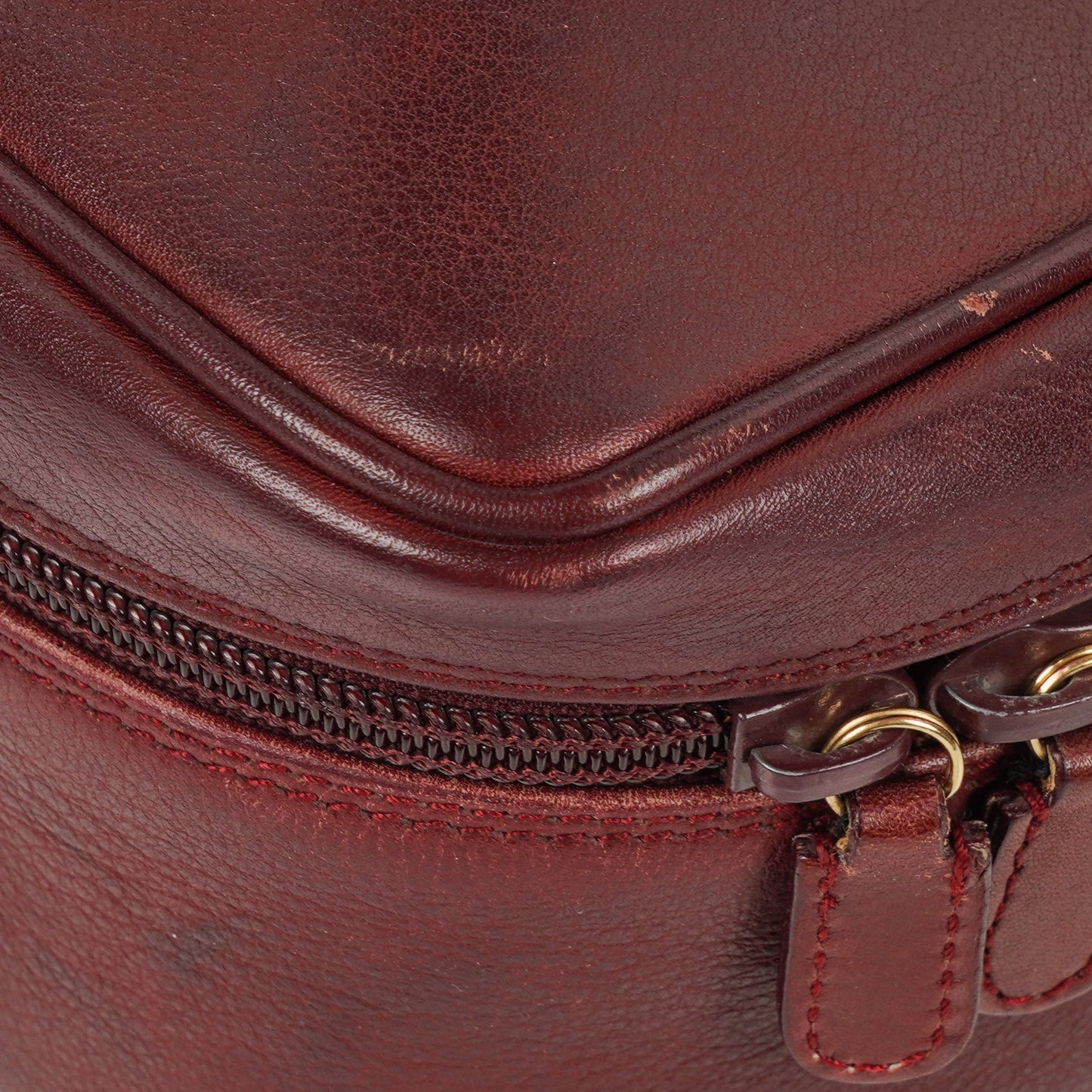 Gucci Burgundy Leather Horsebit Vanity Bag