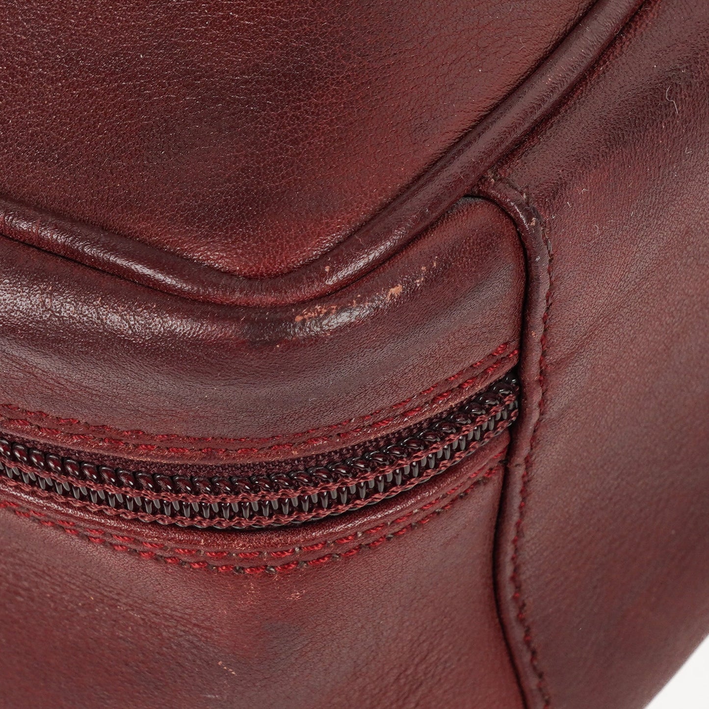 Gucci Burgundy Leather Horsebit Vanity Bag