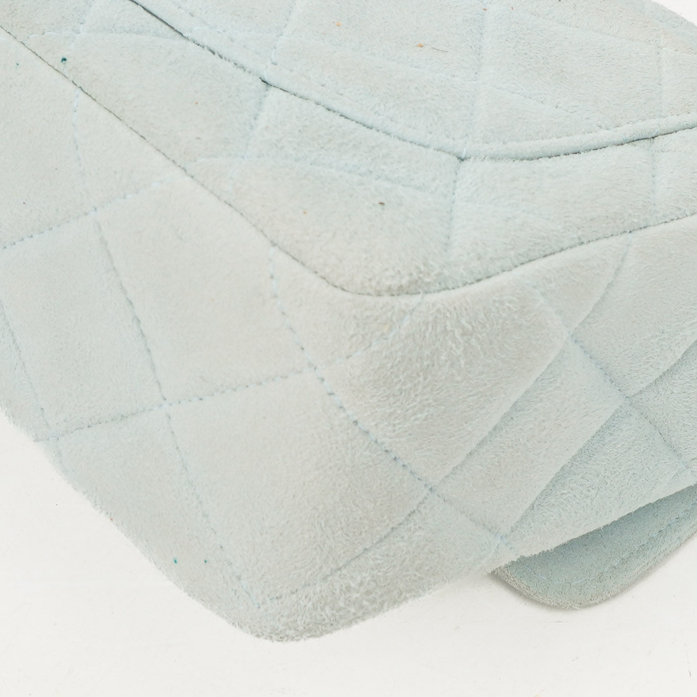 Chanel  Quilted Suede Light Blue Mini Flap Bag