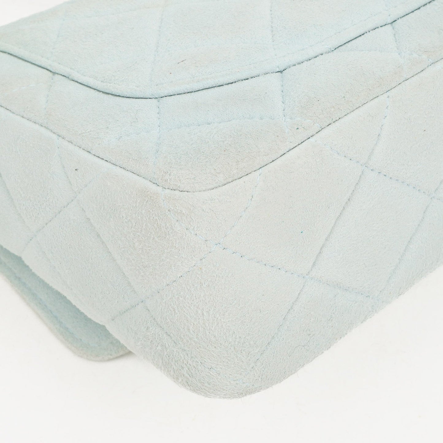 Chanel  Quilted Suede Light Blue Mini Flap Bag