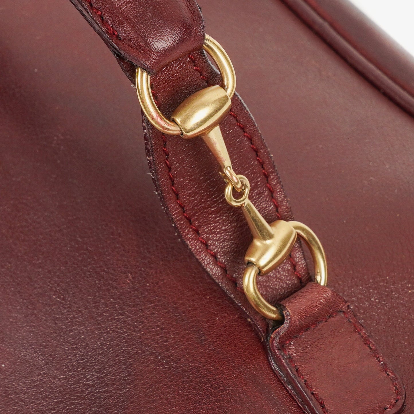 Gucci Burgundy Leather Horsebit Vanity Bag