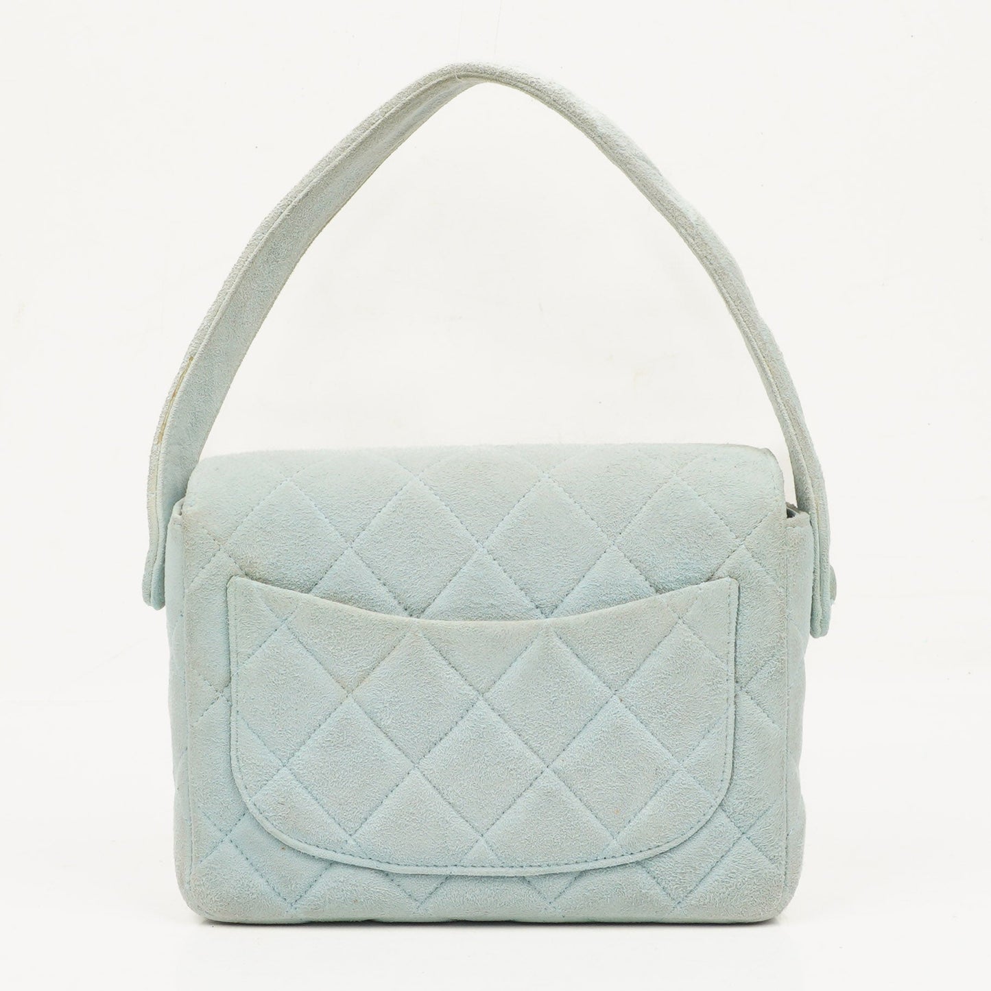 Chanel  Quilted Suede Light Blue Mini Flap Bag