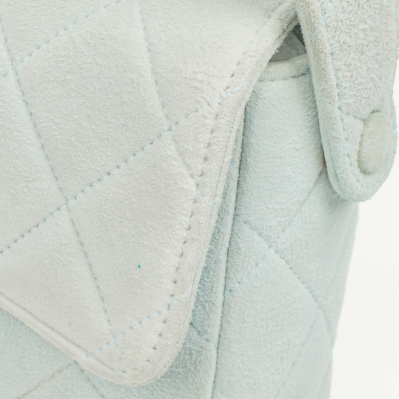 Chanel  Quilted Suede Light Blue Mini Flap Bag