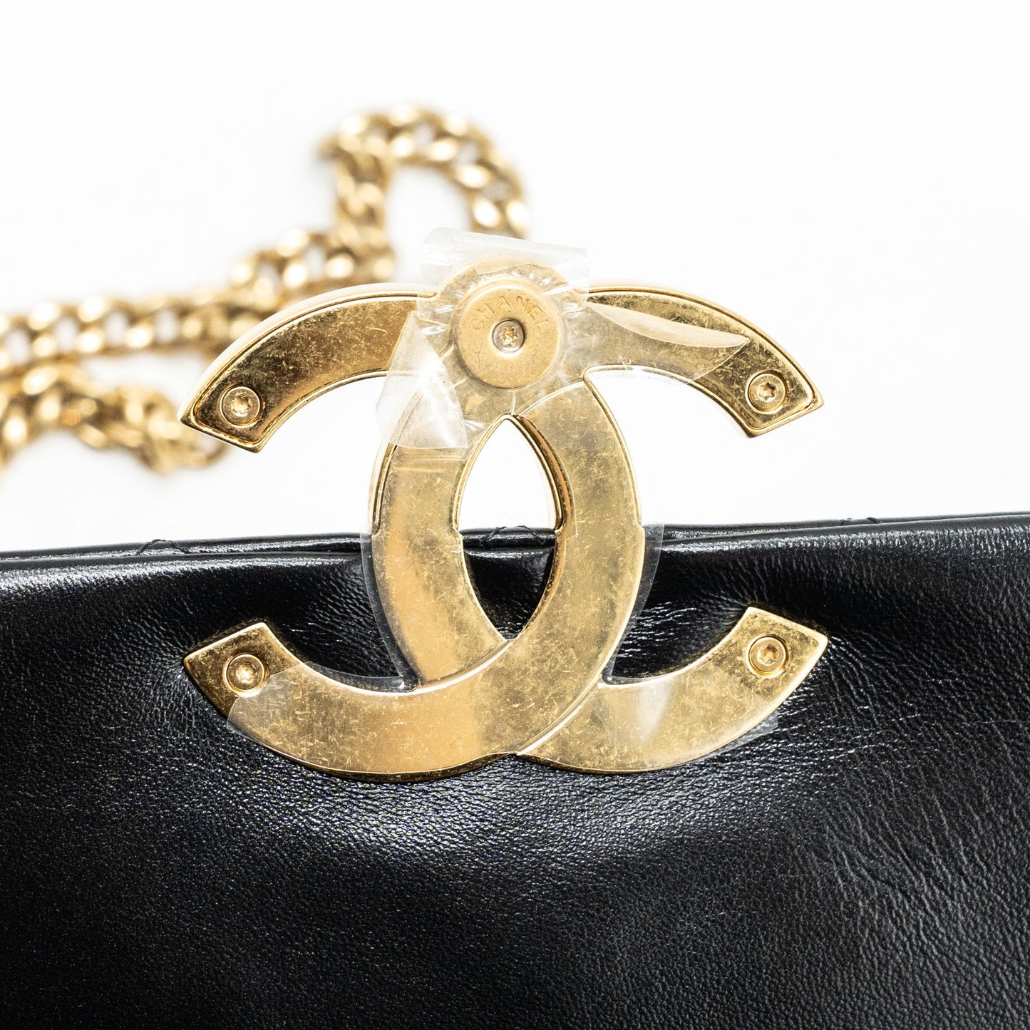 Chanel Giant CC Logo Flap bag Lambskin Black (microchip)