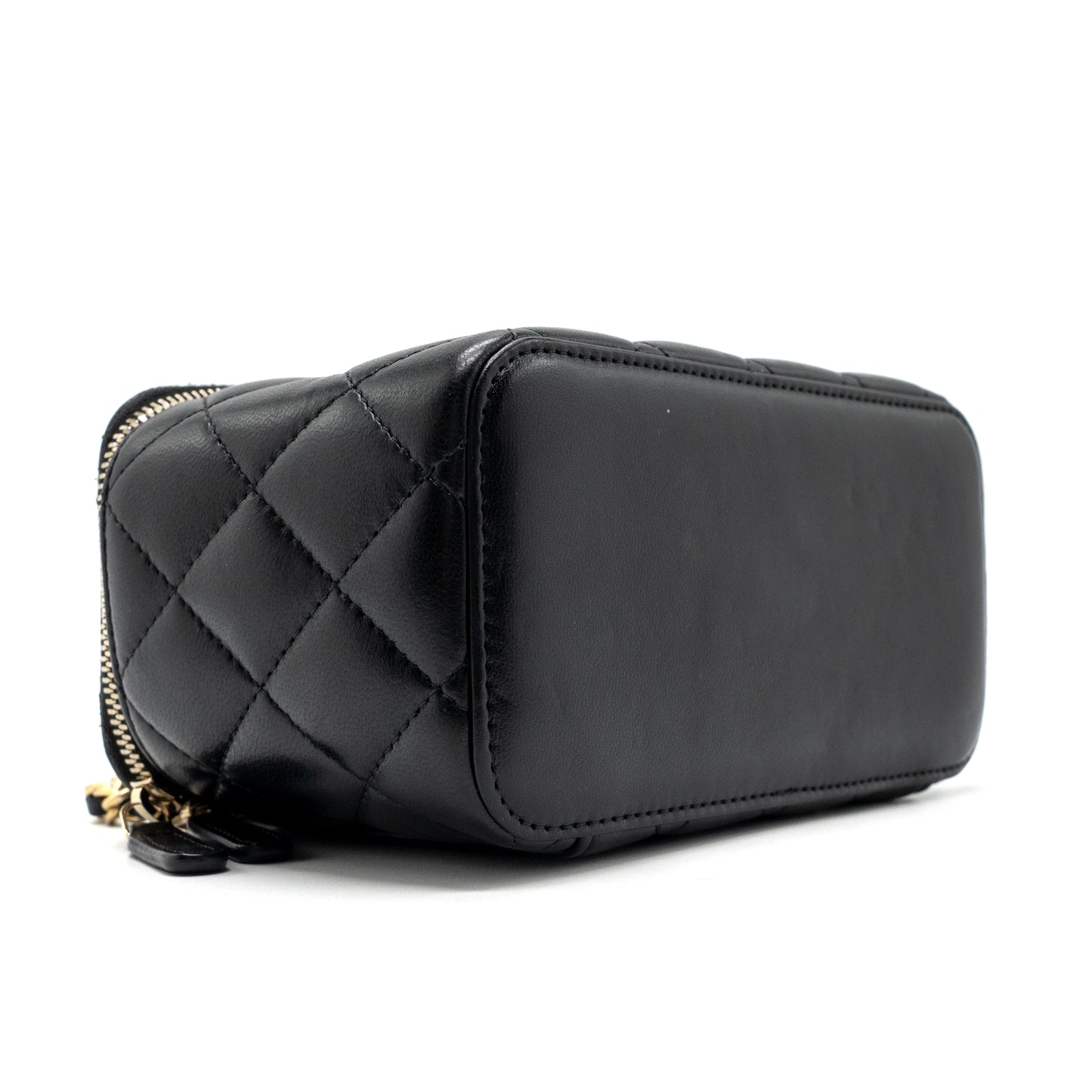 Chanel Pearl Crush Long Vanity Case Lambskin Black