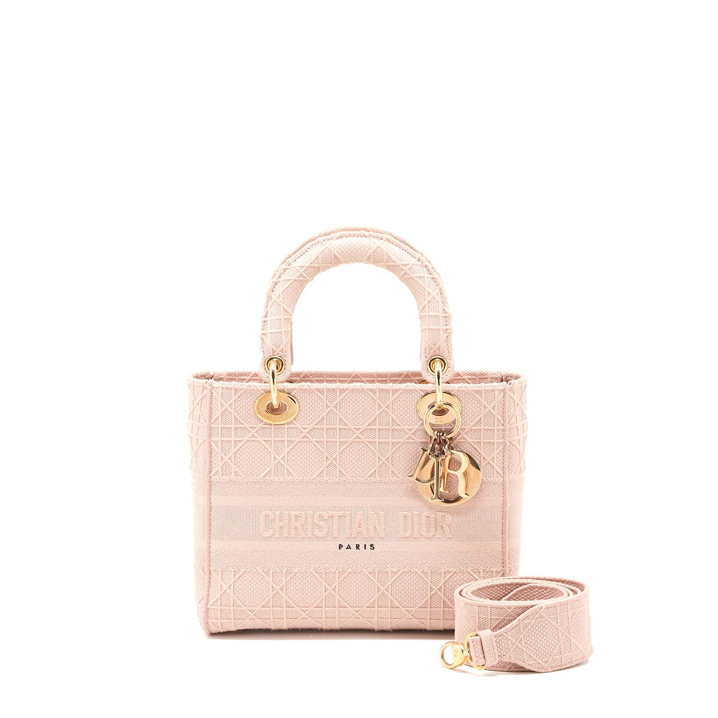 Dior Lady Medium Lady D-Lite Purse Cannage Embroidery Rosewood Pink Hardware