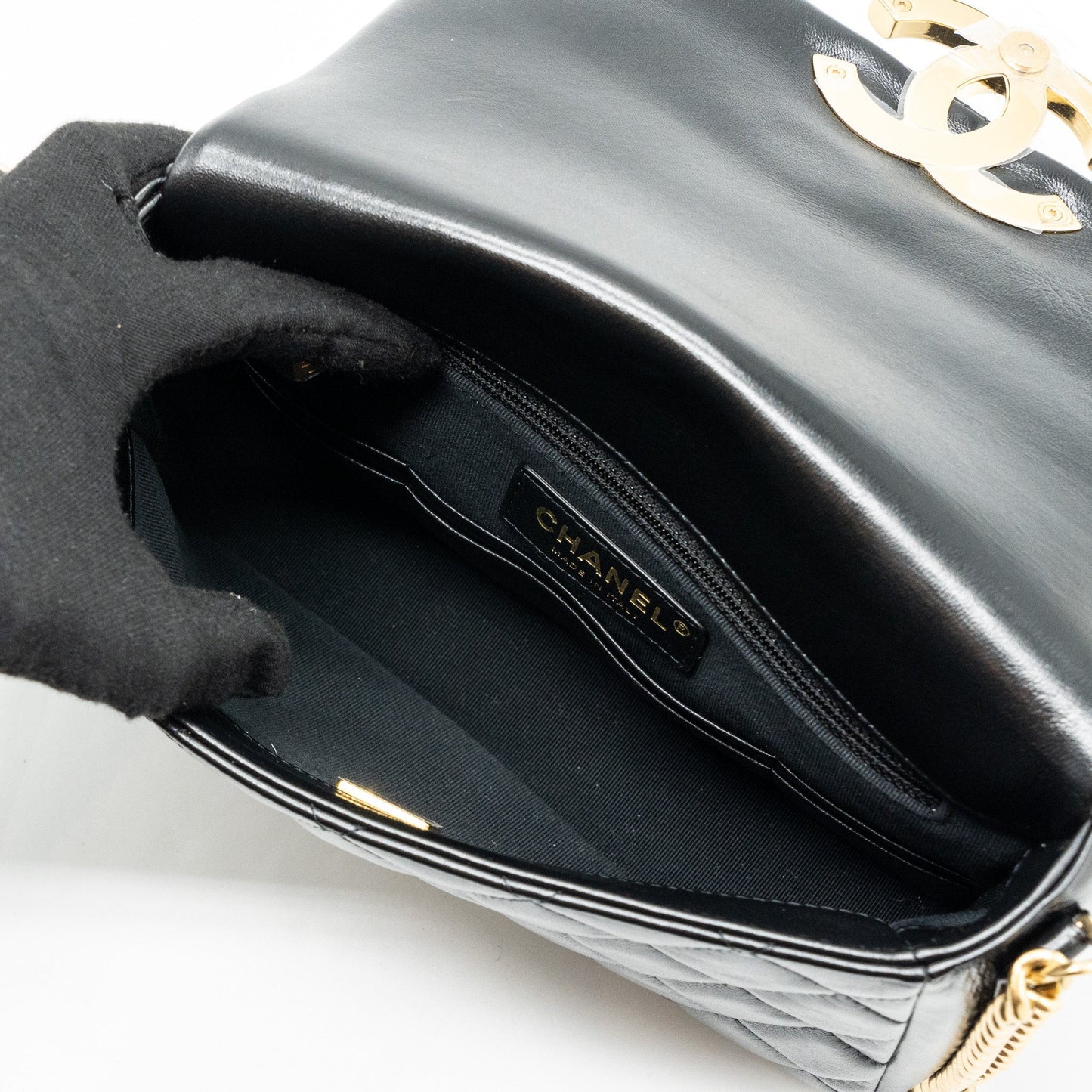 Chanel Giant CC Logo Flap bag Lambskin Black (microchip)