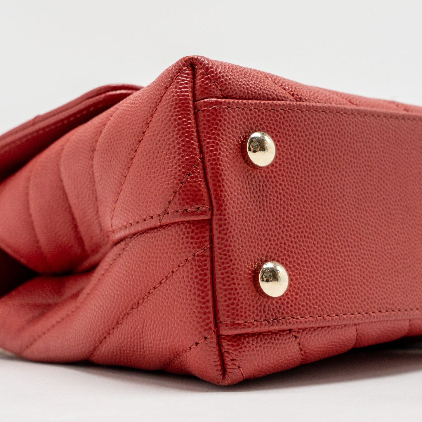 Chanel Small Coco Handle Chevron Caviar Red