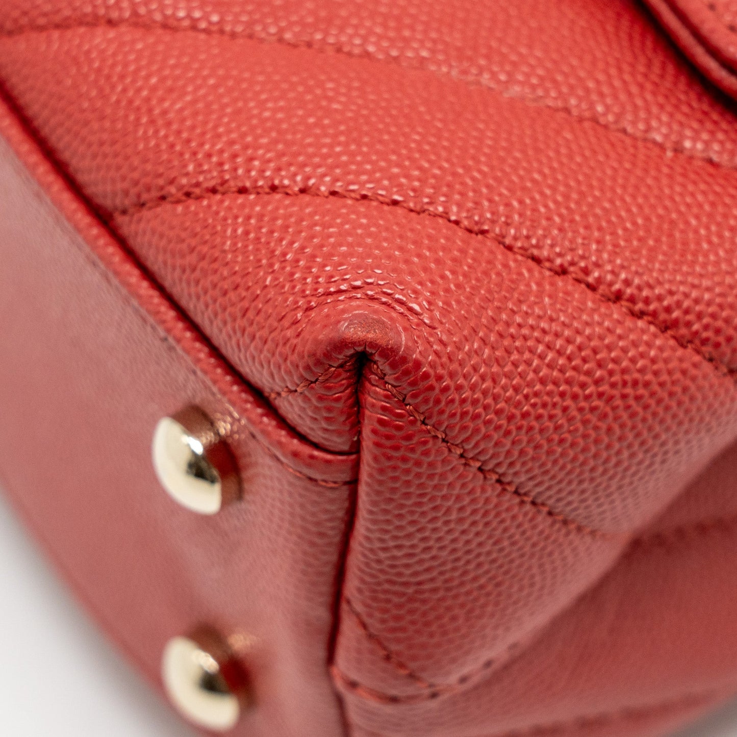 Chanel Small Coco Handle Chevron Caviar Red