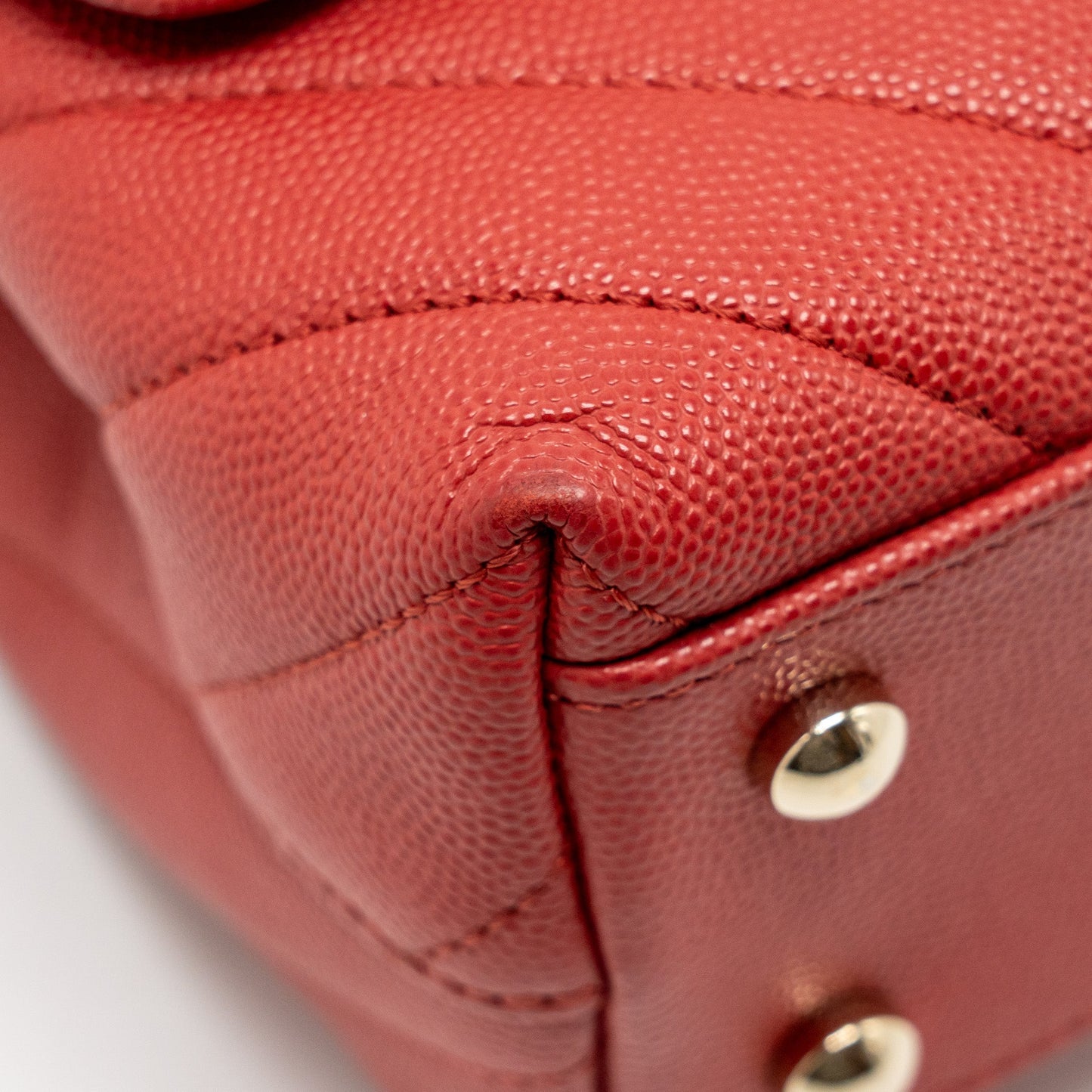 Chanel Small Coco Handle Chevron Caviar Red