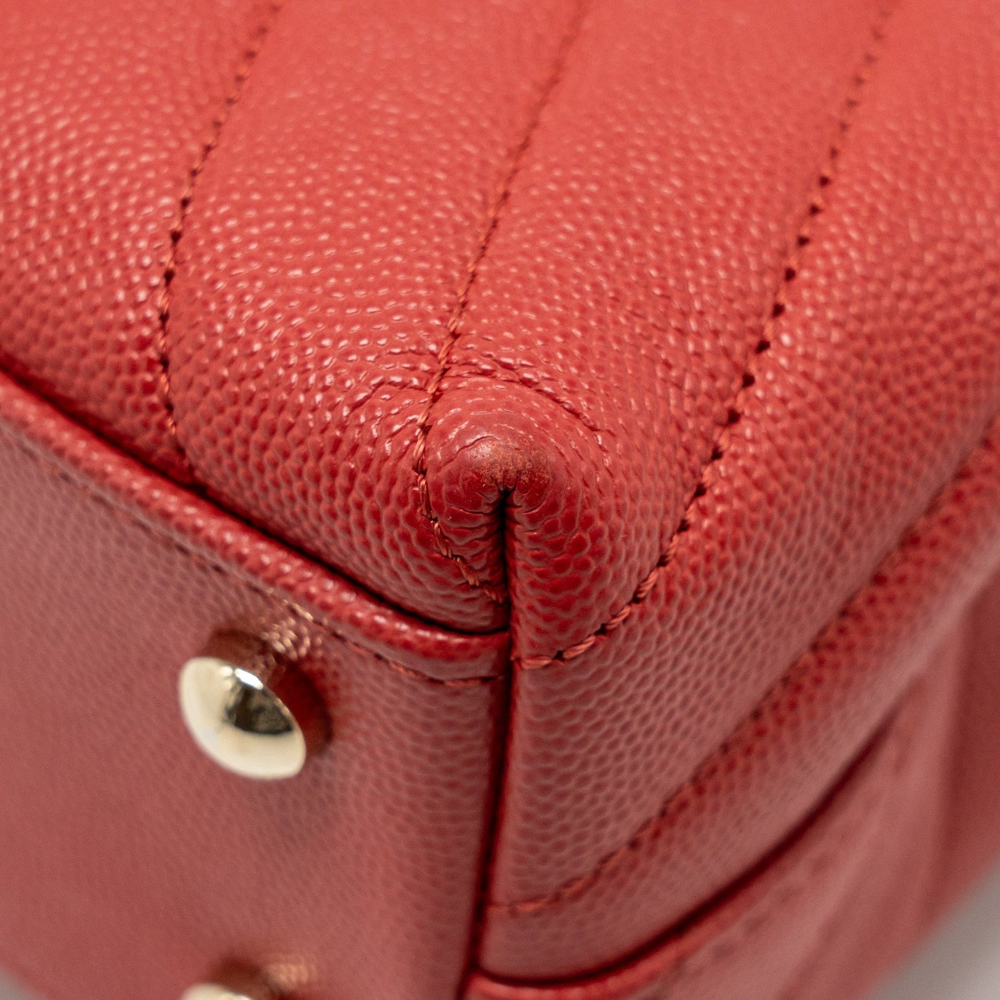 Chanel Small Coco Handle Chevron Caviar Red
