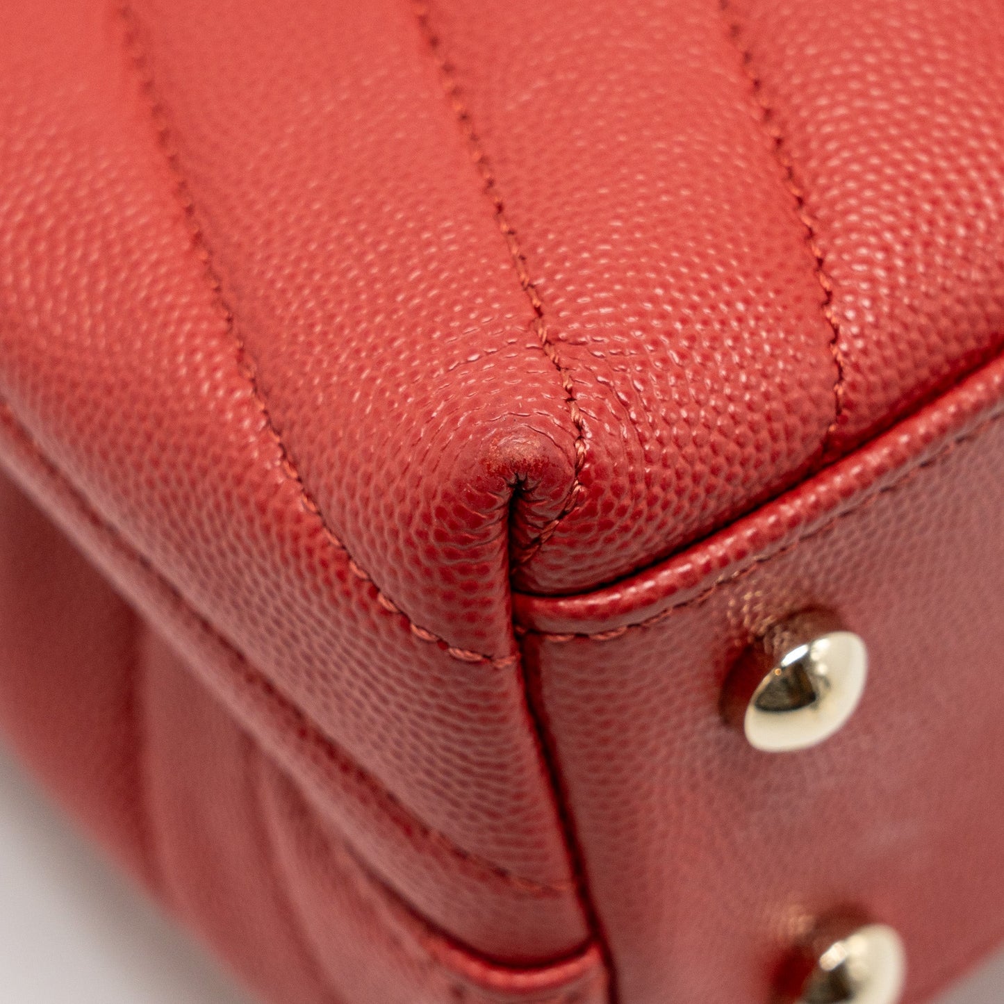 Chanel Small Coco Handle Chevron Caviar Red