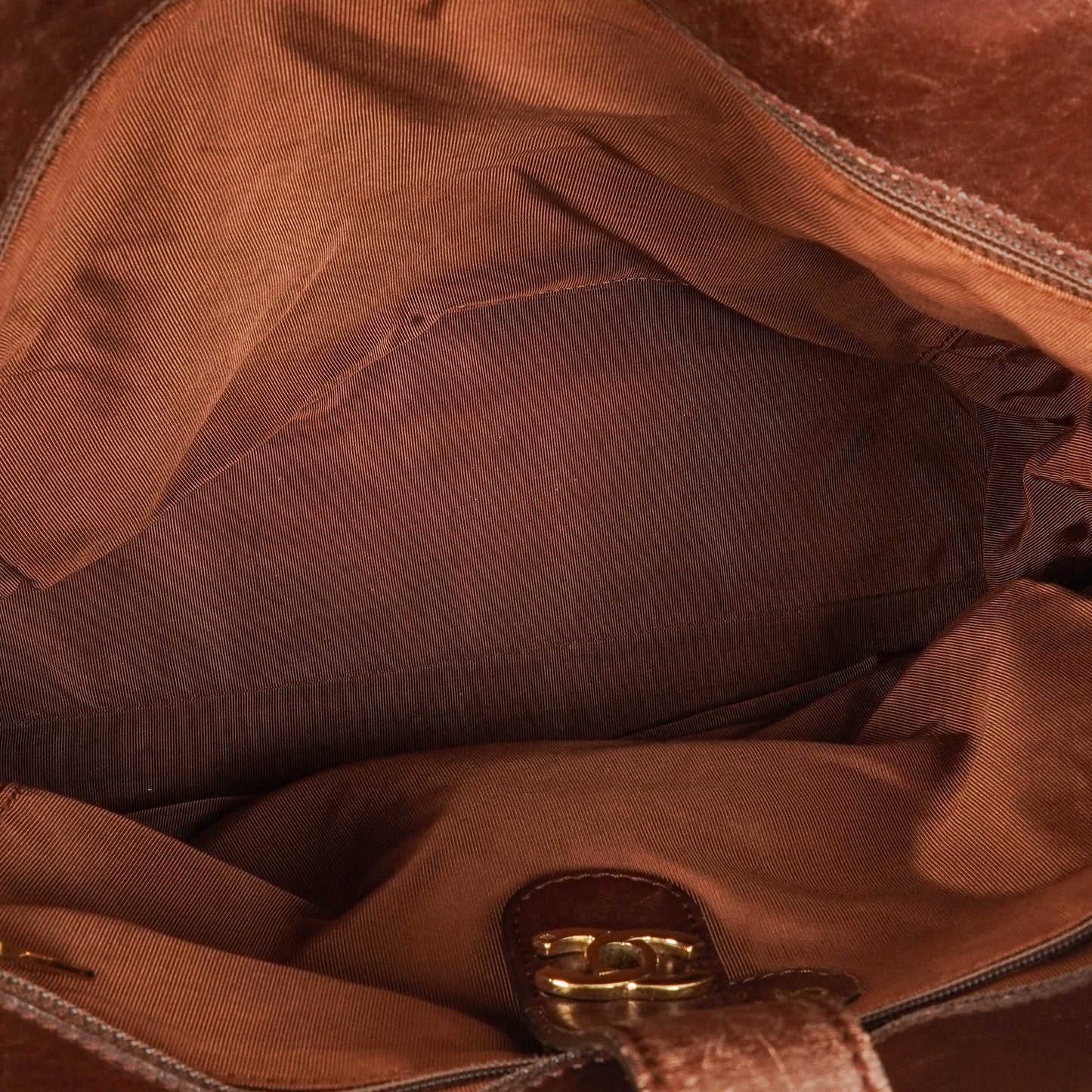 Chanel CC Beige Linen And Brown Leather Tote Bag