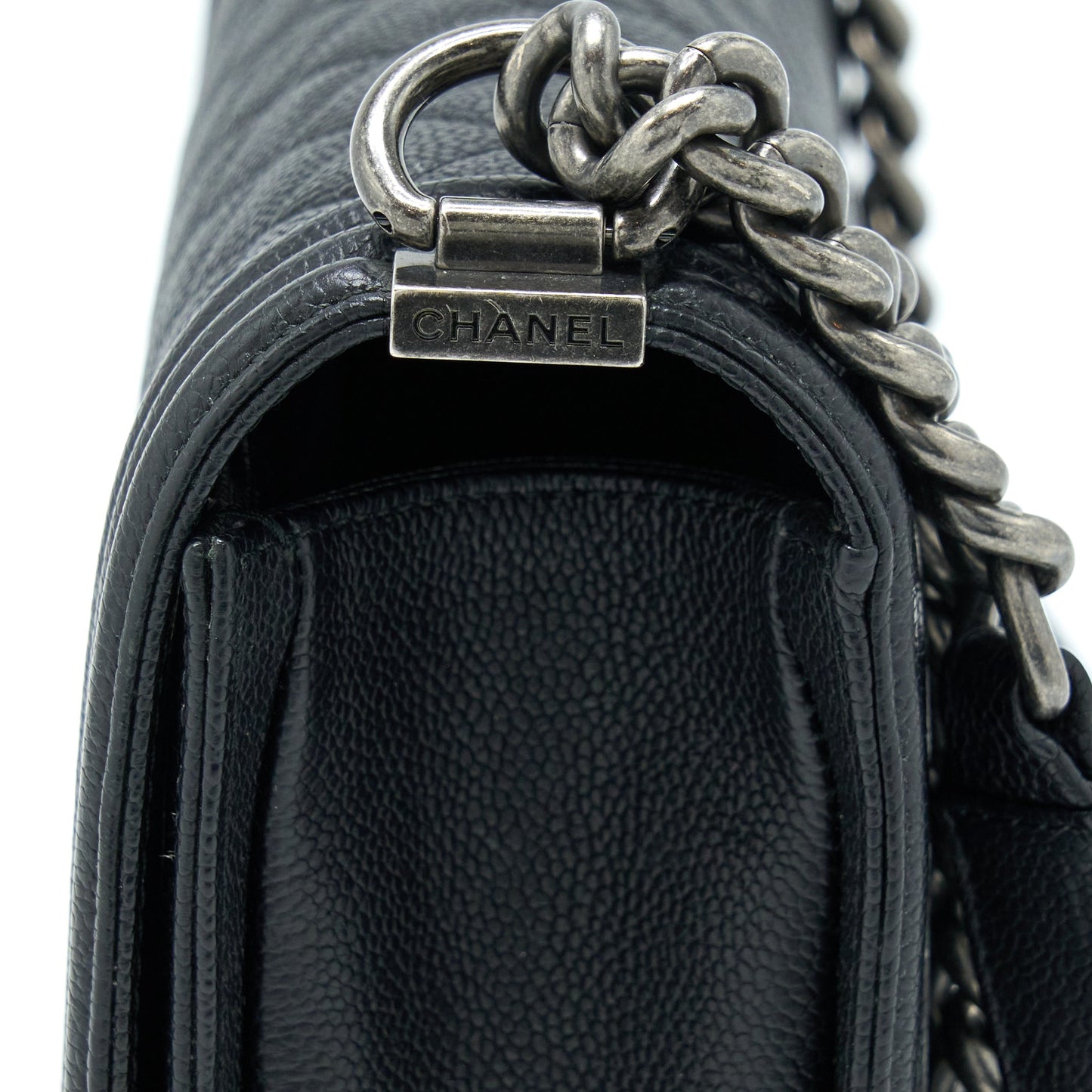 Chanel New Medium 28cm Boy Bag Caviar Black Ruthenium
