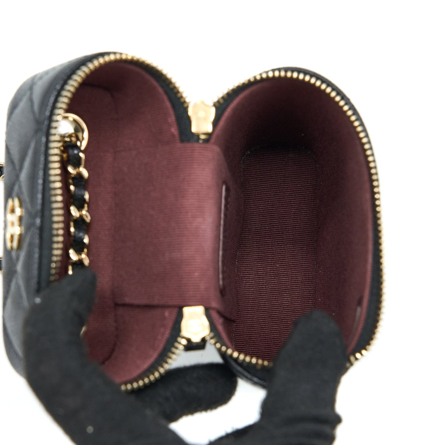 Chanel Vanity Phone Holder with Chain Caviar Black L