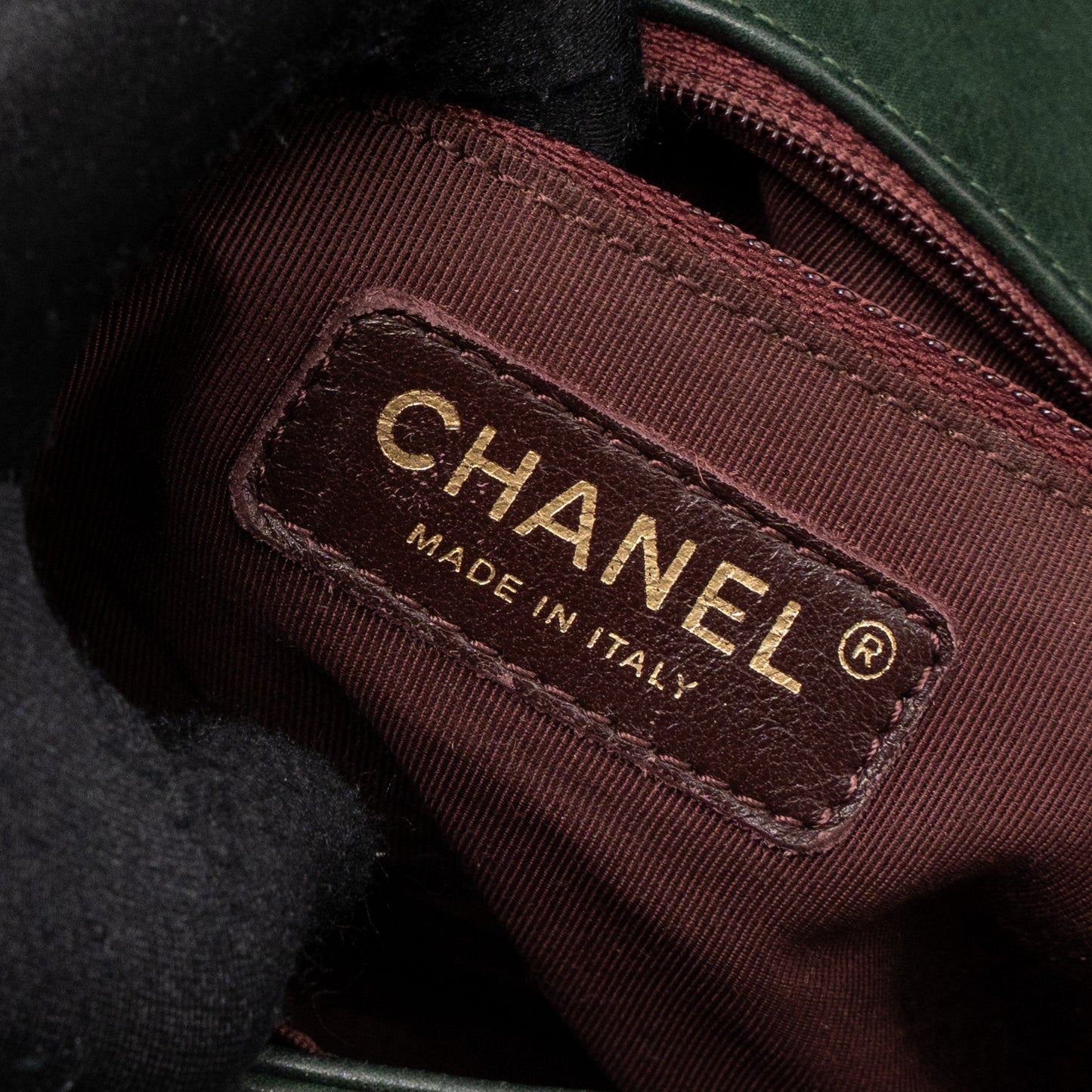 Chanel quilted flap bag calfskin green ruthenium