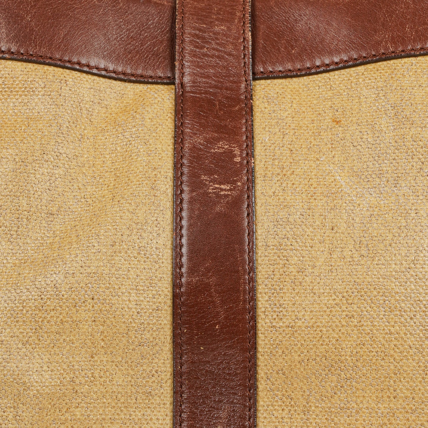 Chanel CC Beige Linen And Brown Leather Tote Bag