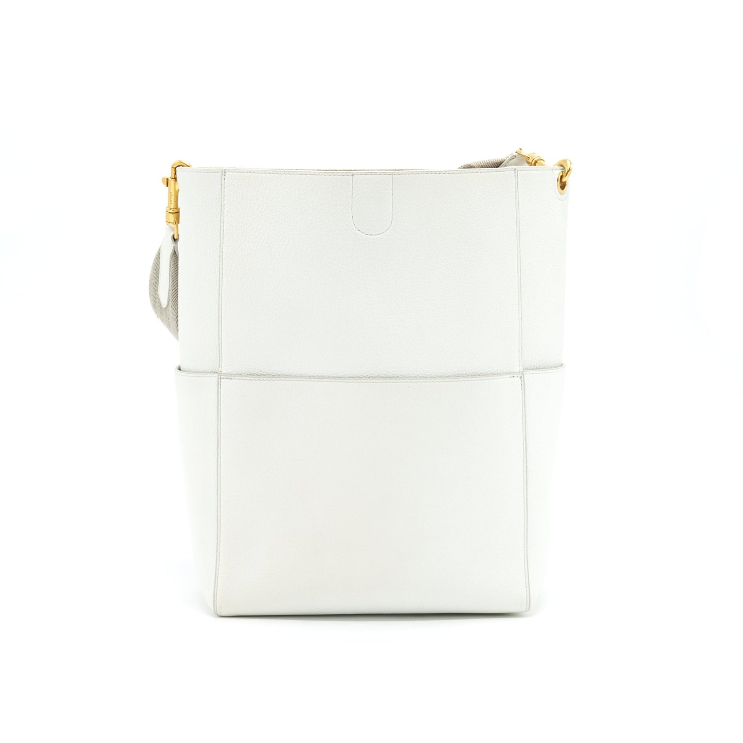 CELINE SANGLE BUCKET Purse WHITE