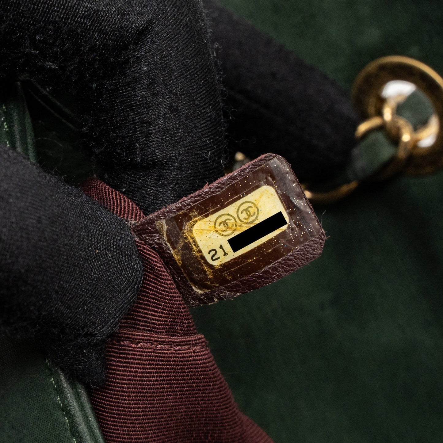 Chanel quilted flap bag calfskin green ruthenium