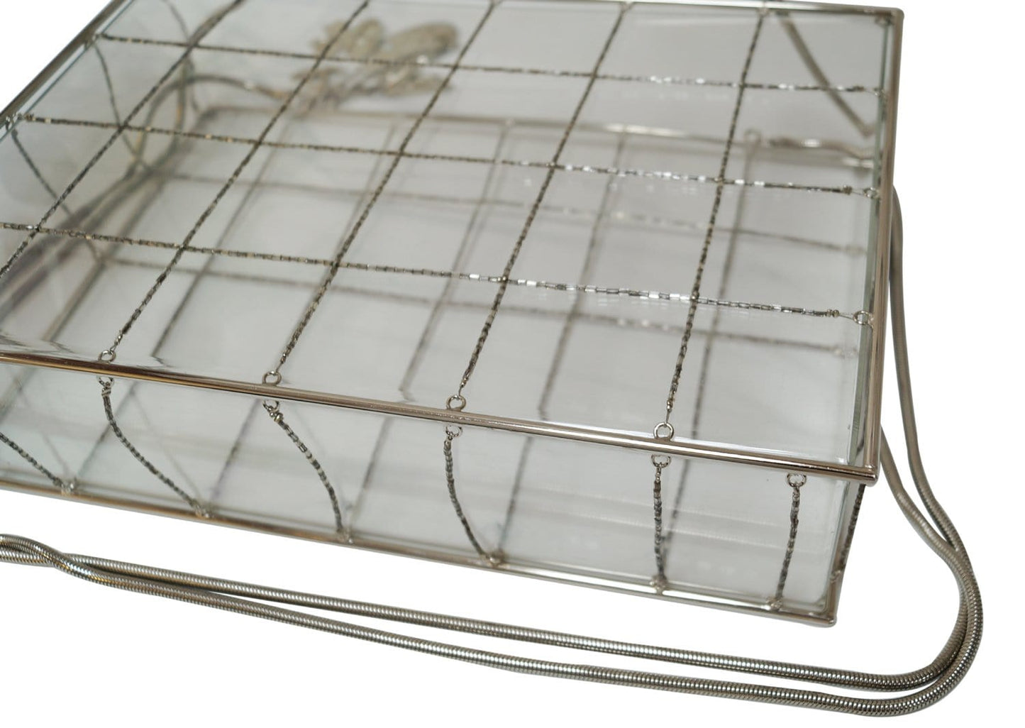 CHANEL Plastic Box Chain Grid Clear Shoulder Bag Rare