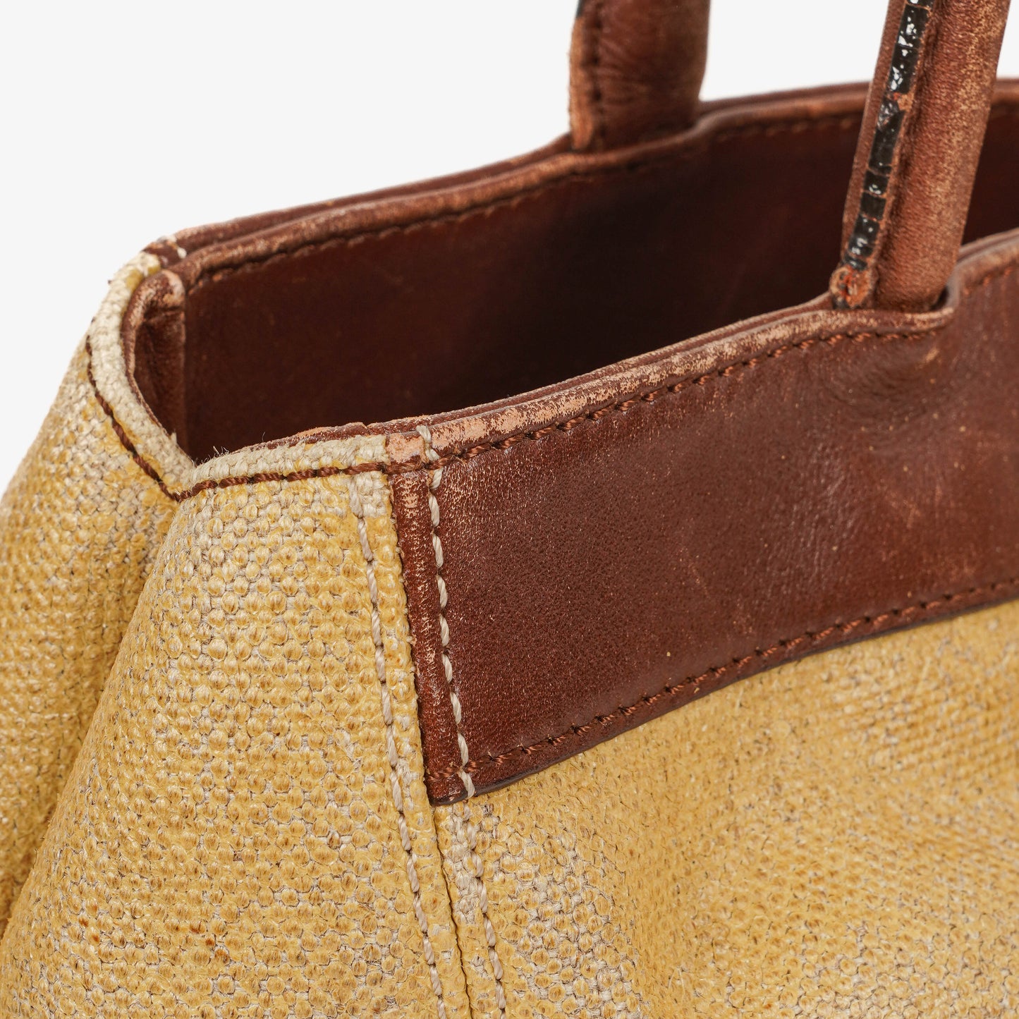 Chanel CC Beige Linen And Brown Leather Tote Bag