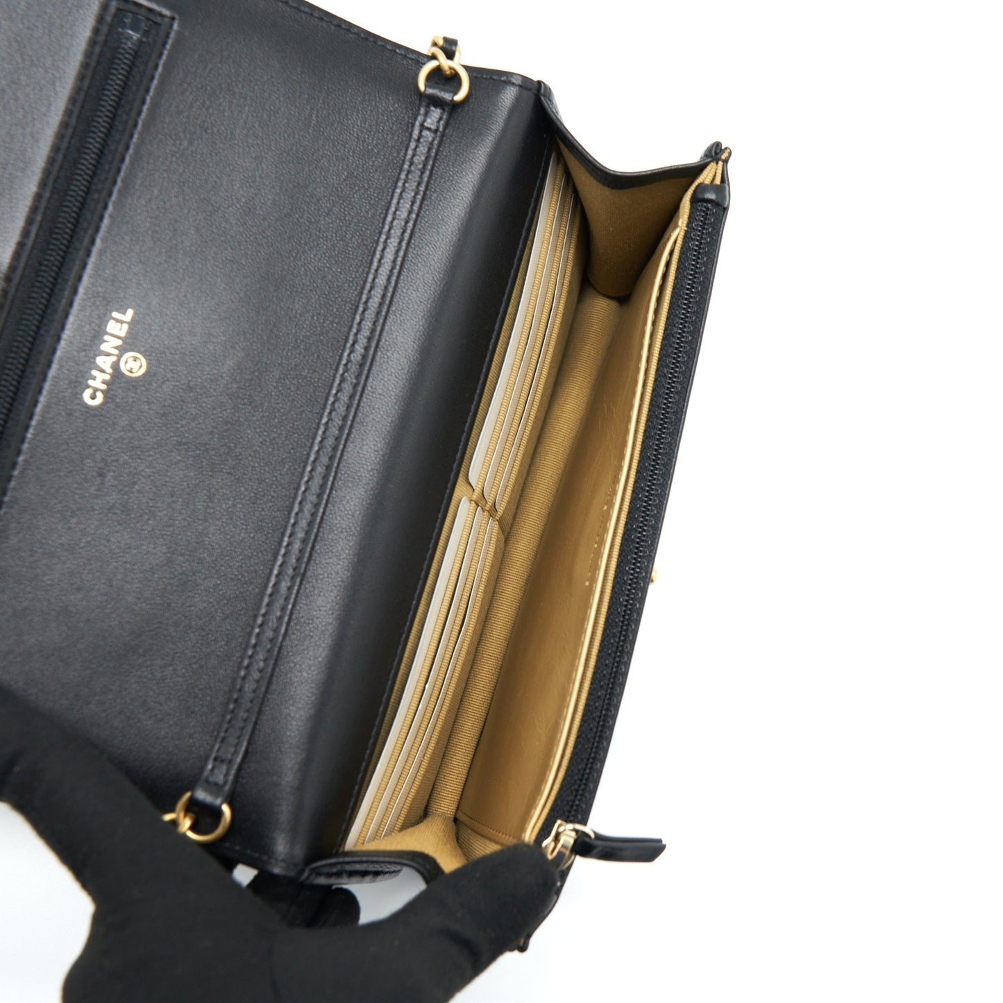 Chanel 22S Pearl Crush Wallet On Chain Lambskin Black