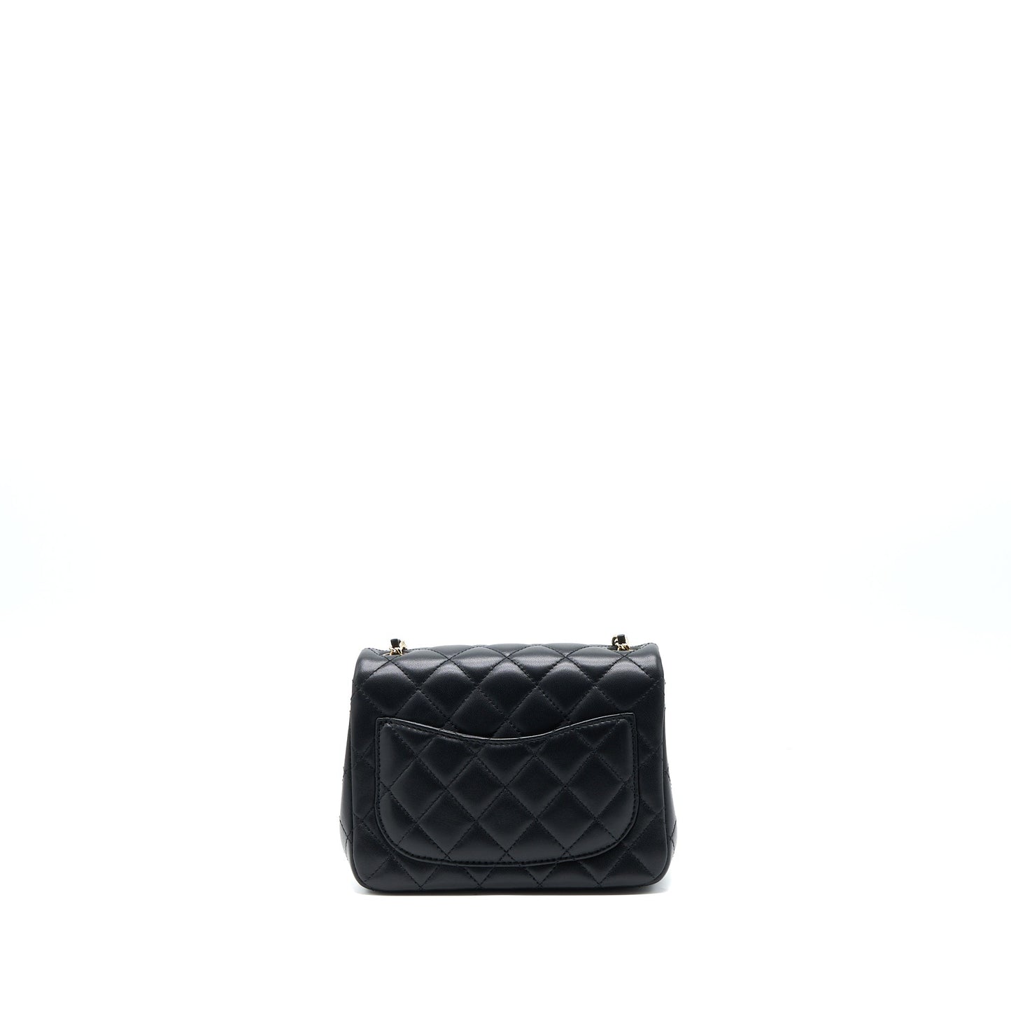 Chanel 23C Pearl Crush Mini Square Flap Bag Lambskin Black L (Microchip)
