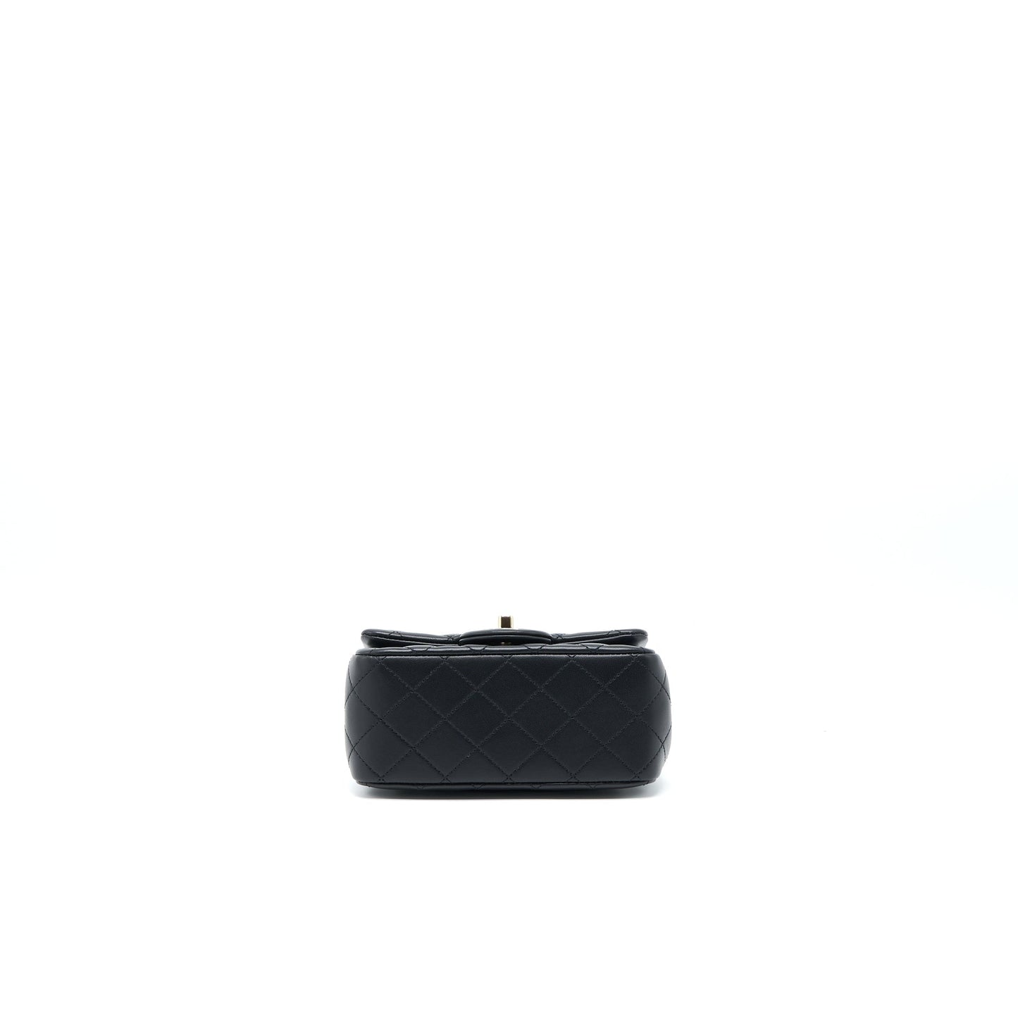 Chanel 23C Pearl Crush Mini Square Flap Bag Lambskin Black L (Microchip)