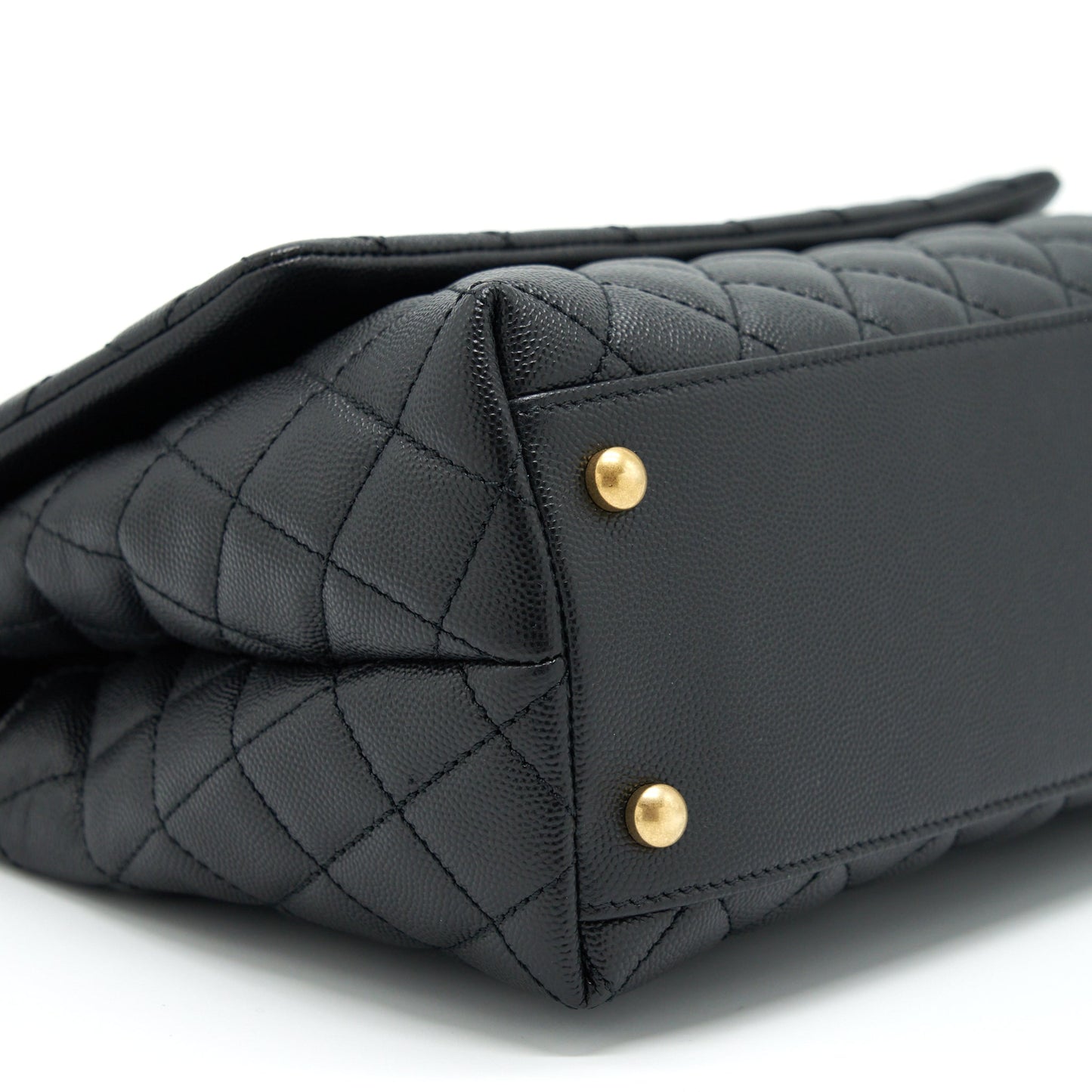 Chanel Medium Coco Handle With Lizard Embossed Handle Caviar Black