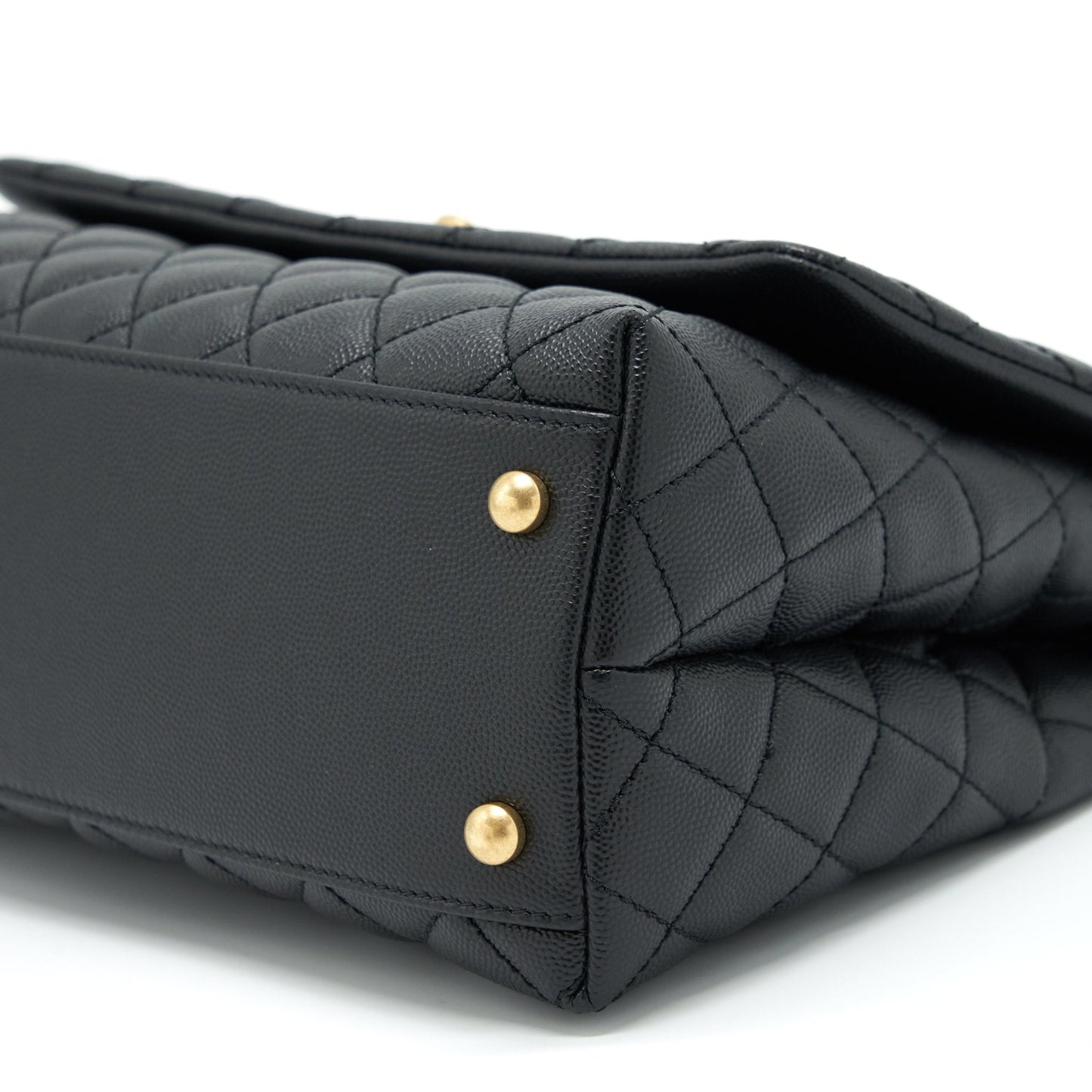Chanel Medium Coco Handle With Lizard Embossed Handle Caviar Black