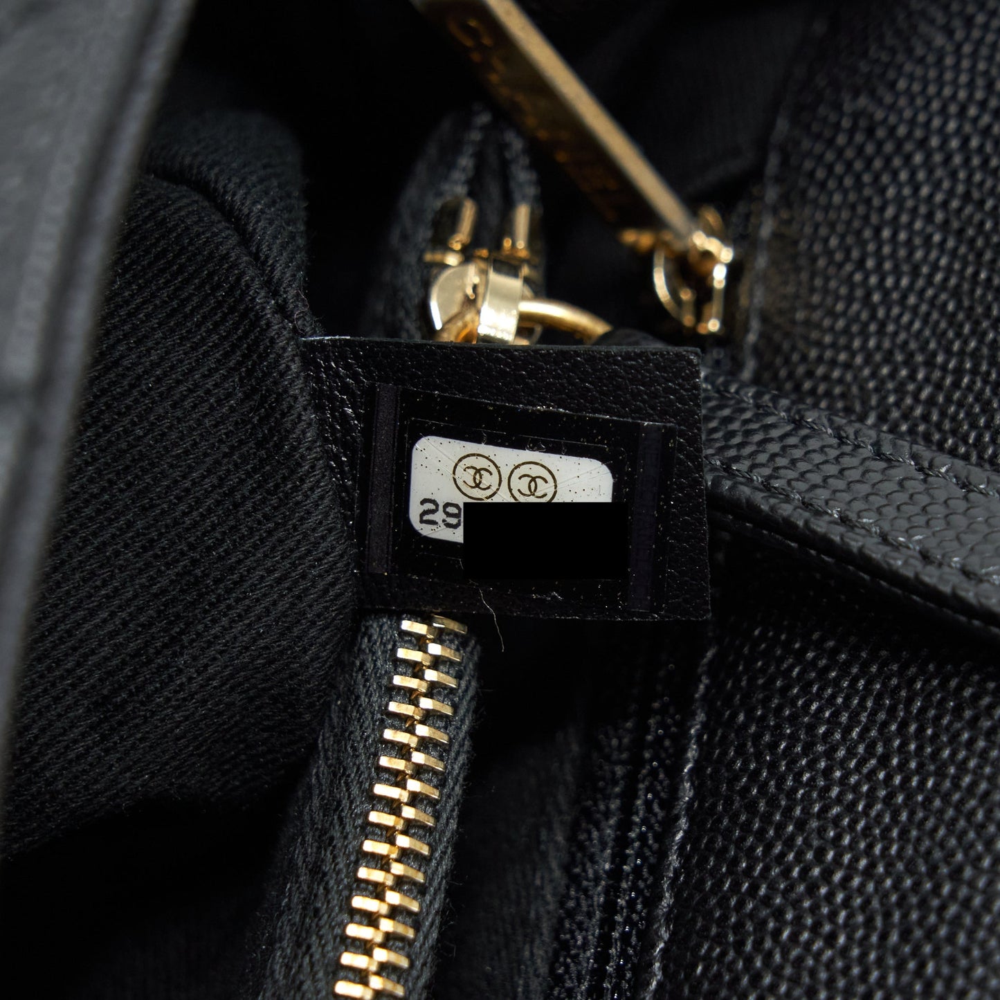 Chanel Medium Coco Handle With Lizard Embossed Handle Caviar Black
