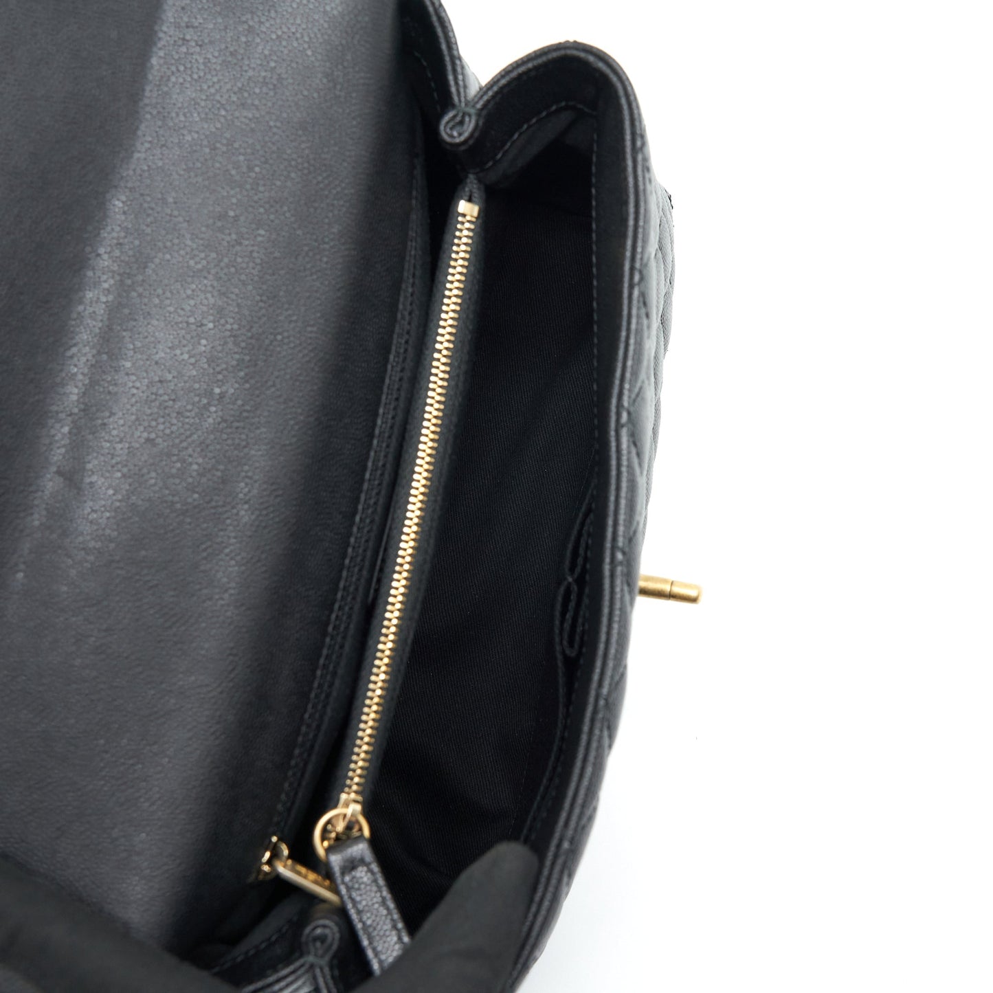 Chanel Medium Coco Handle With Lizard Embossed Handle Caviar Black