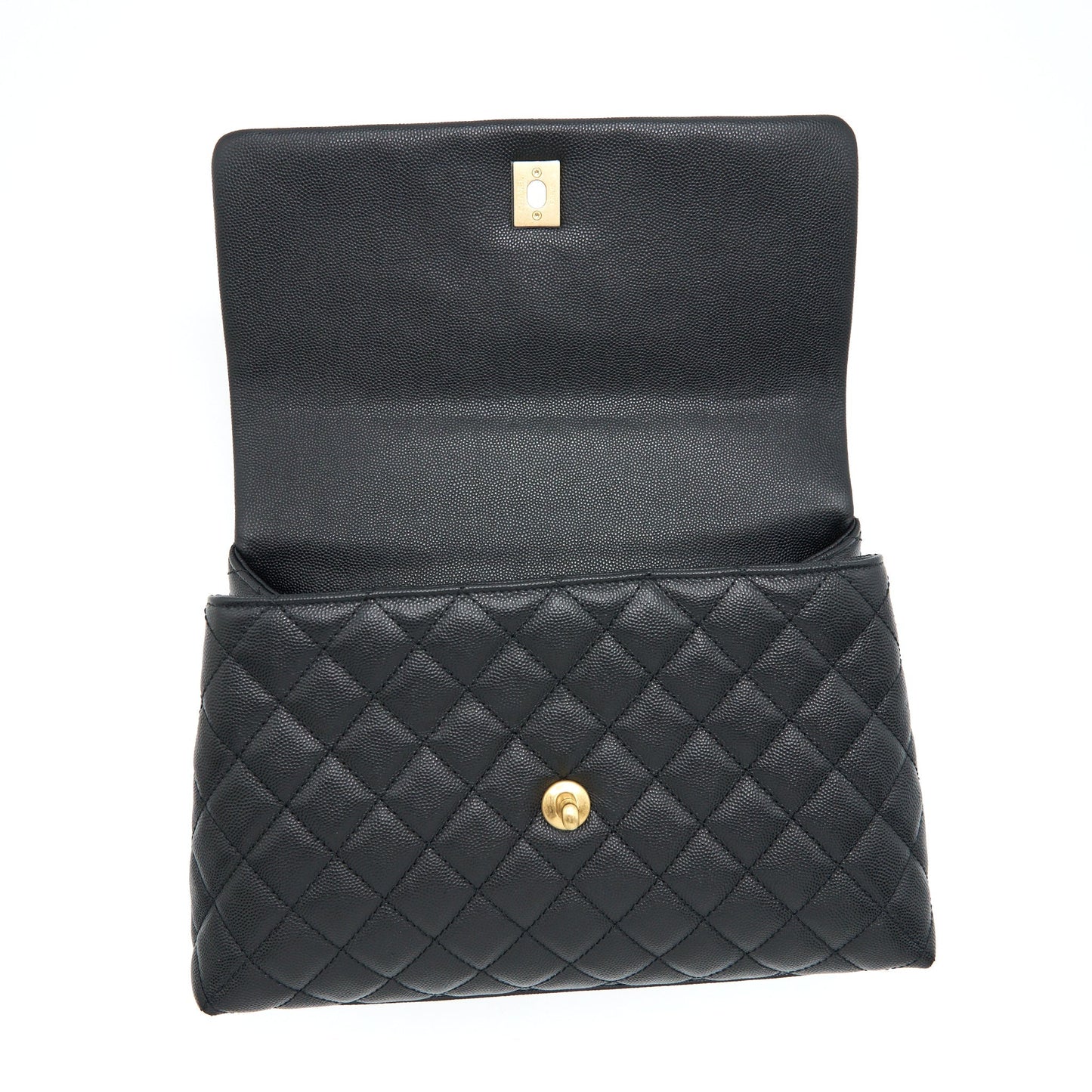 Chanel Medium Coco Handle With Lizard Embossed Handle Caviar Black