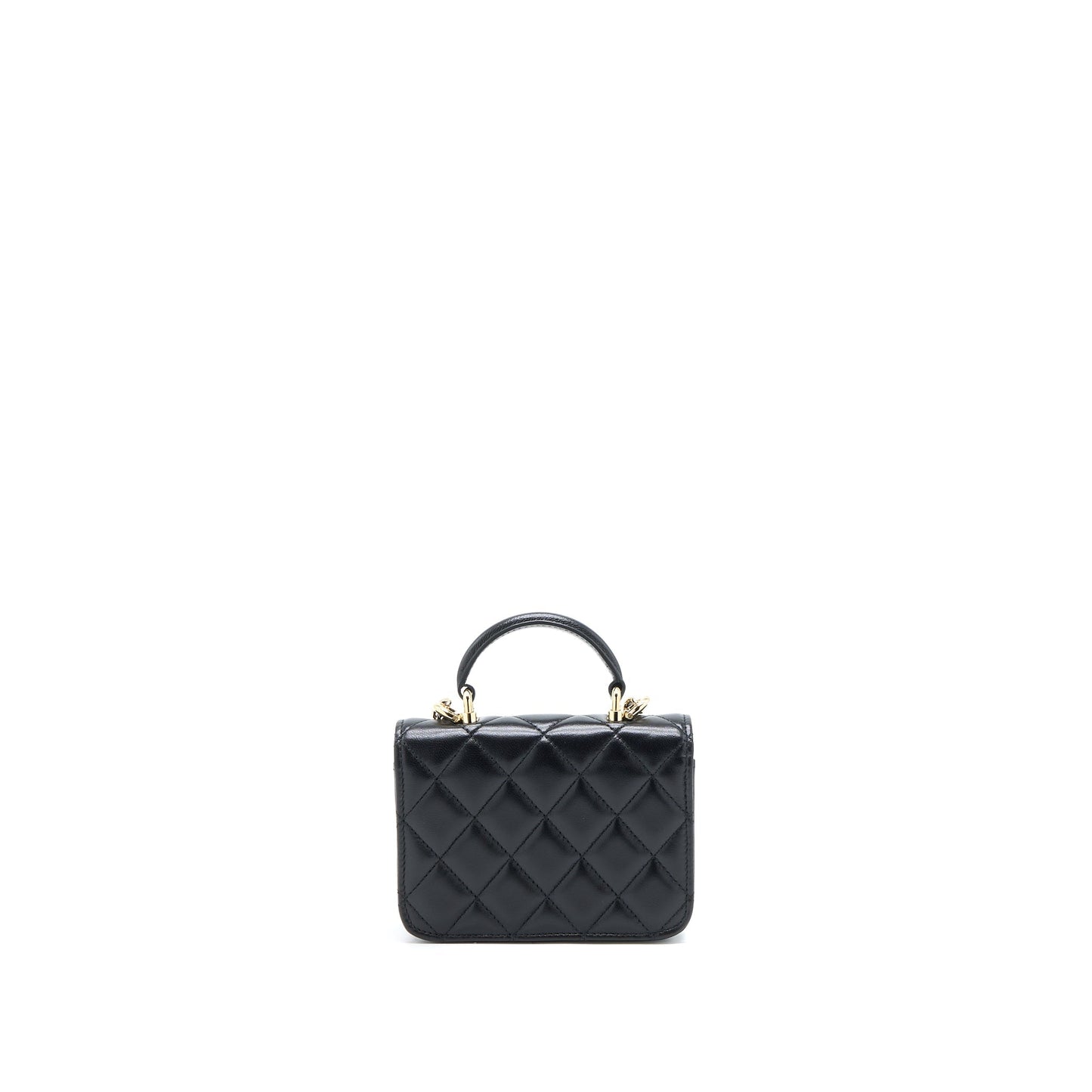 Chanel Mini Top Handle Flap Bag Lambskin Black L