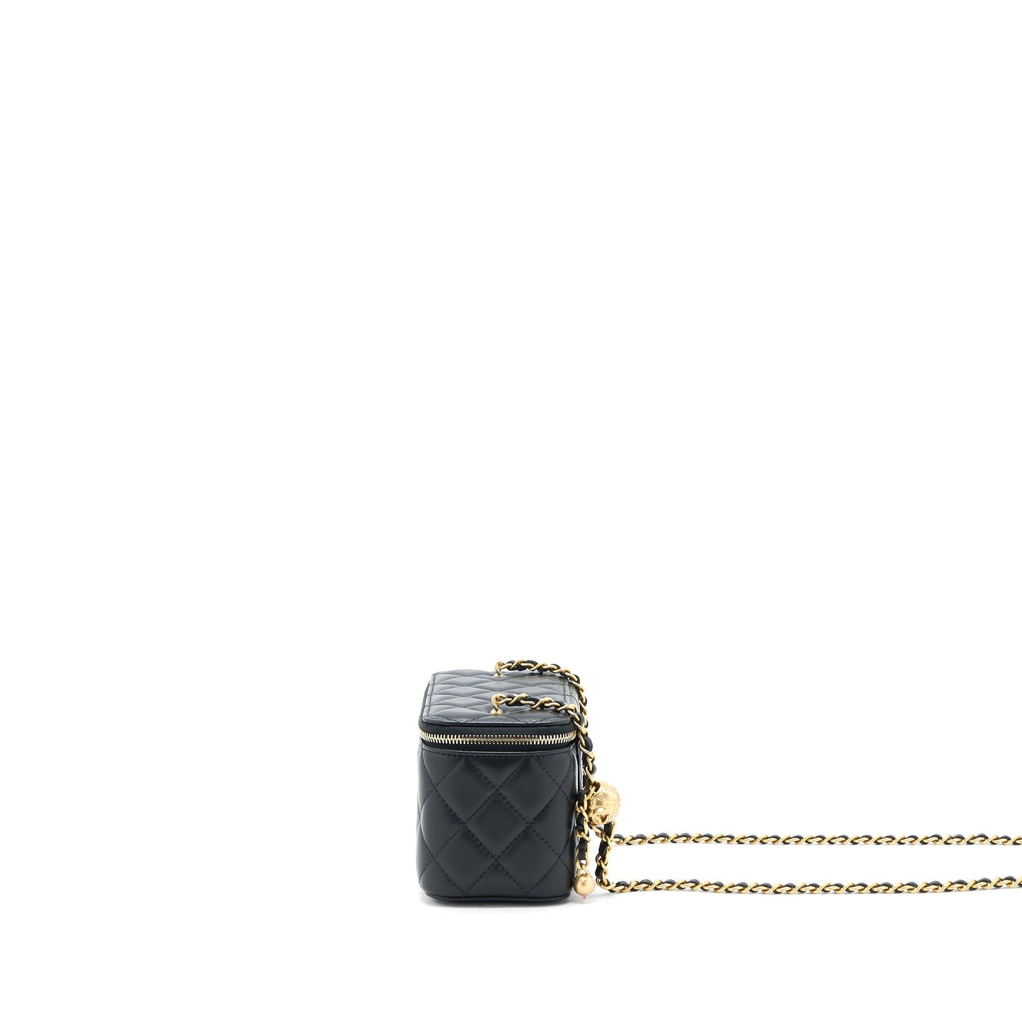 Chanel 22B Pearl Crush Long Vanity with Chain Lambskin Black  (Microchip)
