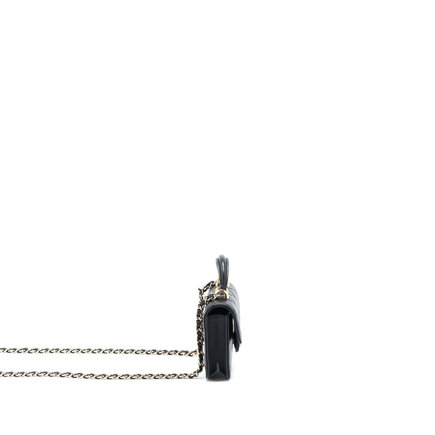 Chanel Mini Top Handle Flap Bag Lambskin Black L