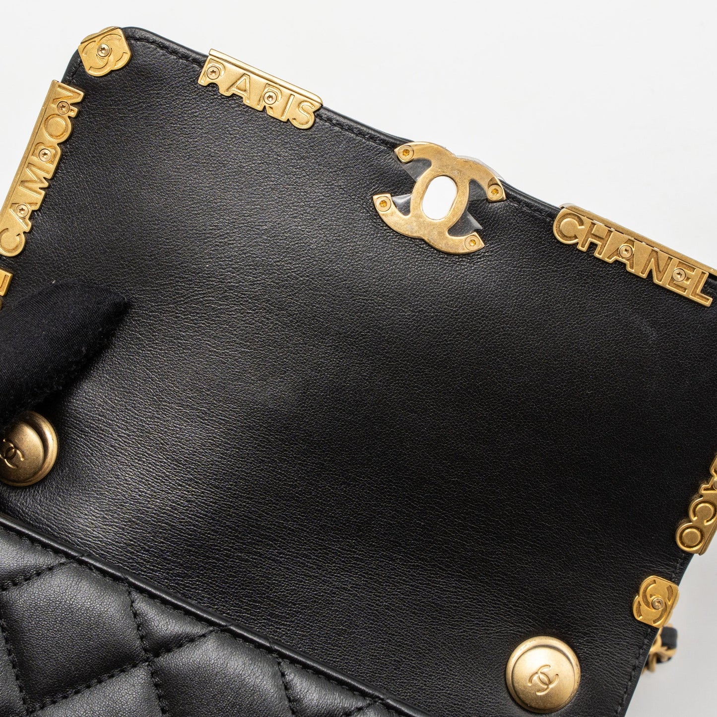Chanel limited edition quilted flap bag lambskin black  (microchip)