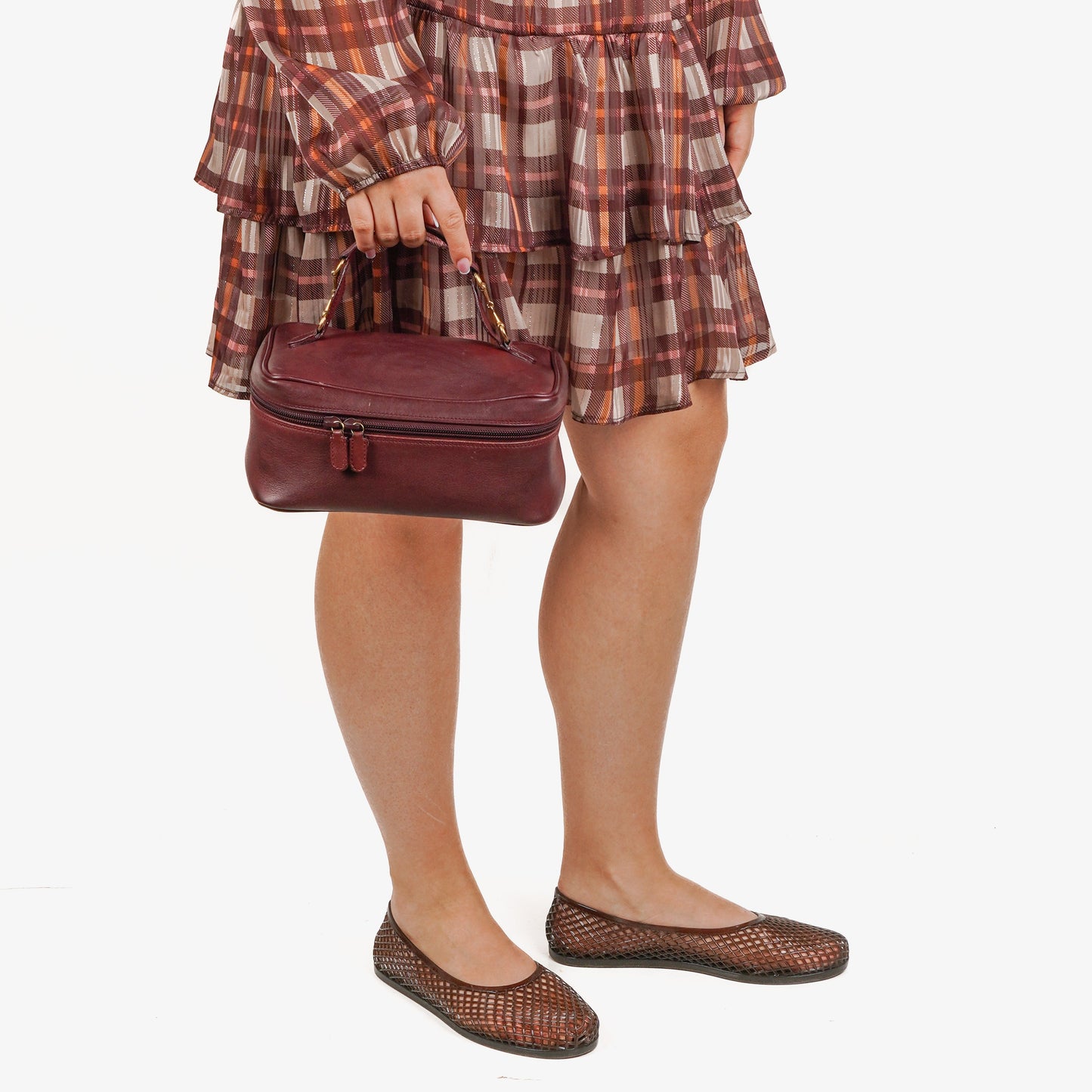 Gucci Burgundy Leather Horsebit Vanity Bag