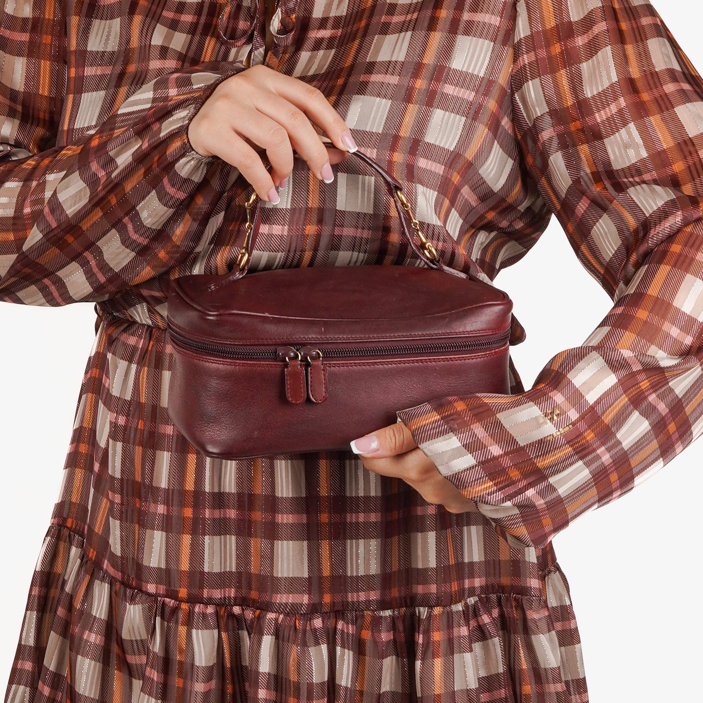 Gucci Burgundy Leather Horsebit Vanity Bag