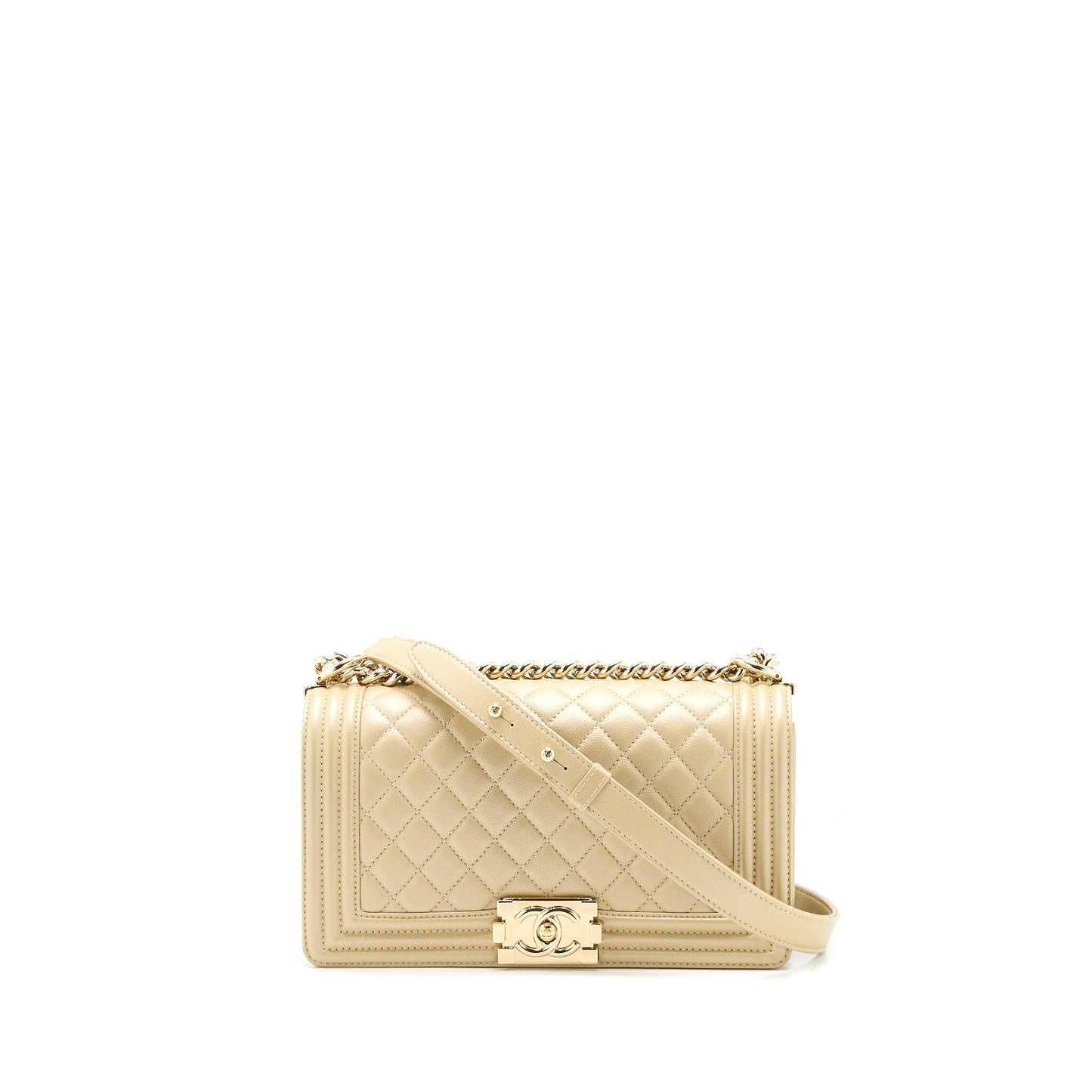 Chanel Medium Boy Caviar Gold L
