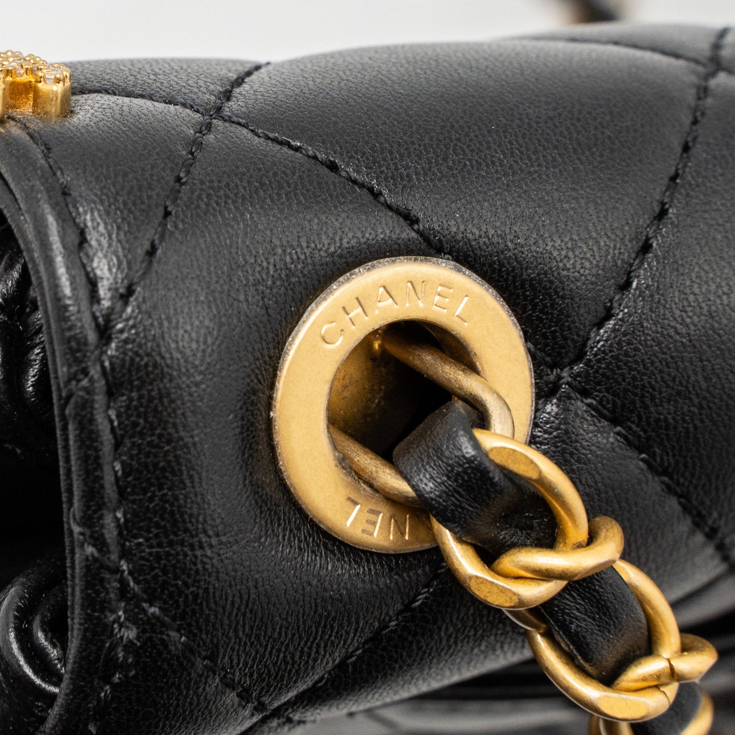 Chanel limited edition quilted flap bag lambskin black  (microchip)